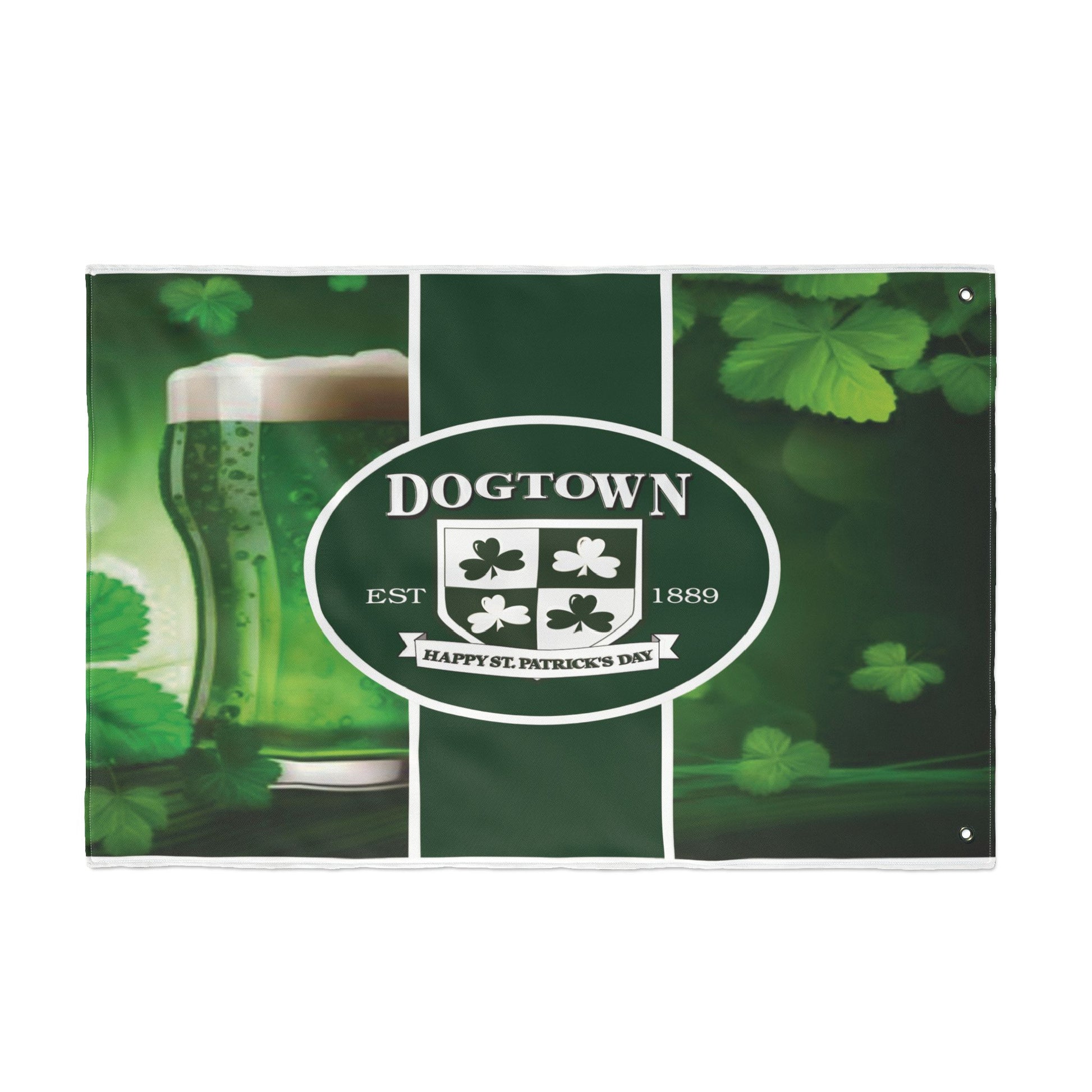 Double Sided Flag- Dogtown Neighborhood St Patrick's Day Printify