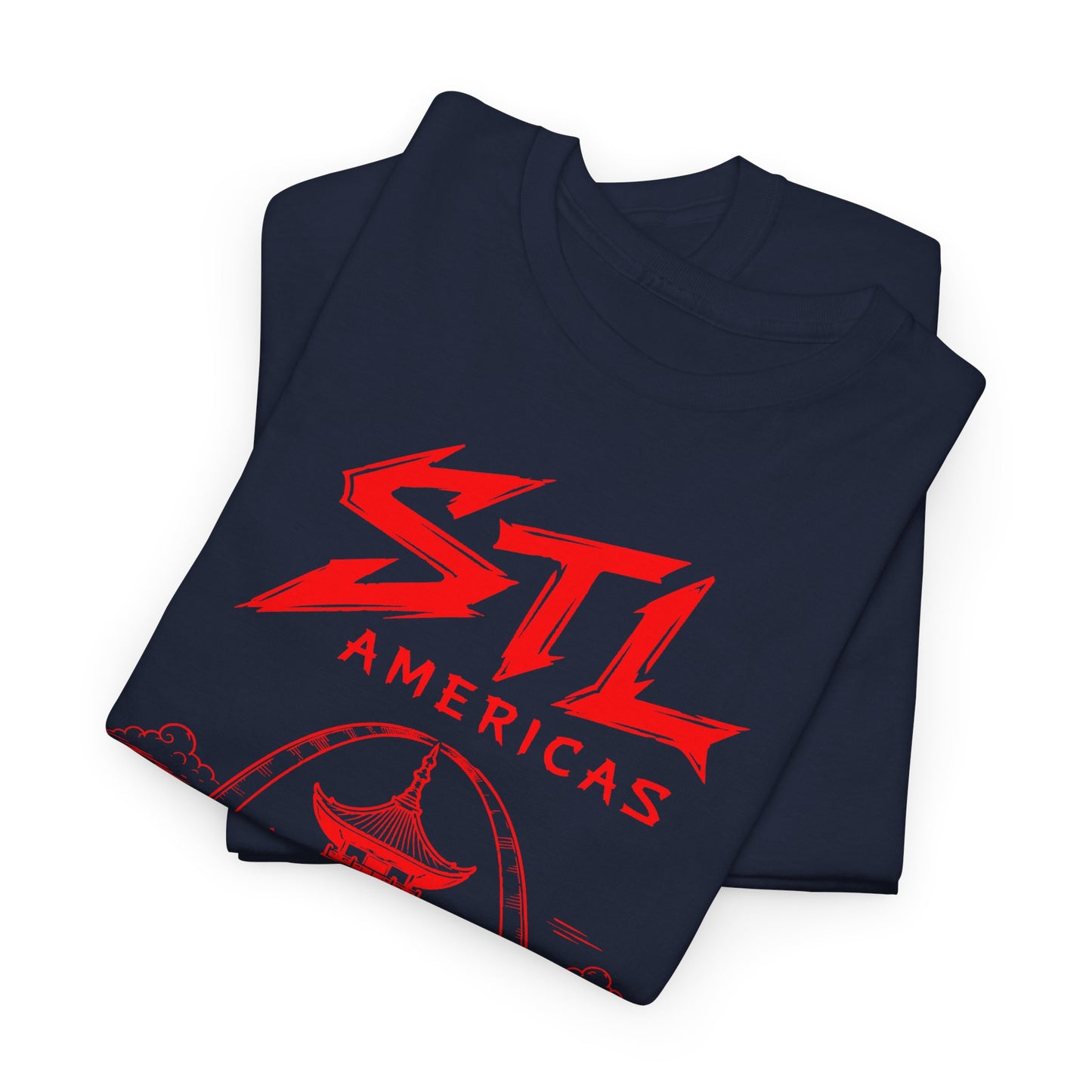 STL Americas Chinese Food T-Shirt — Retro Pagoda Graphic Tee