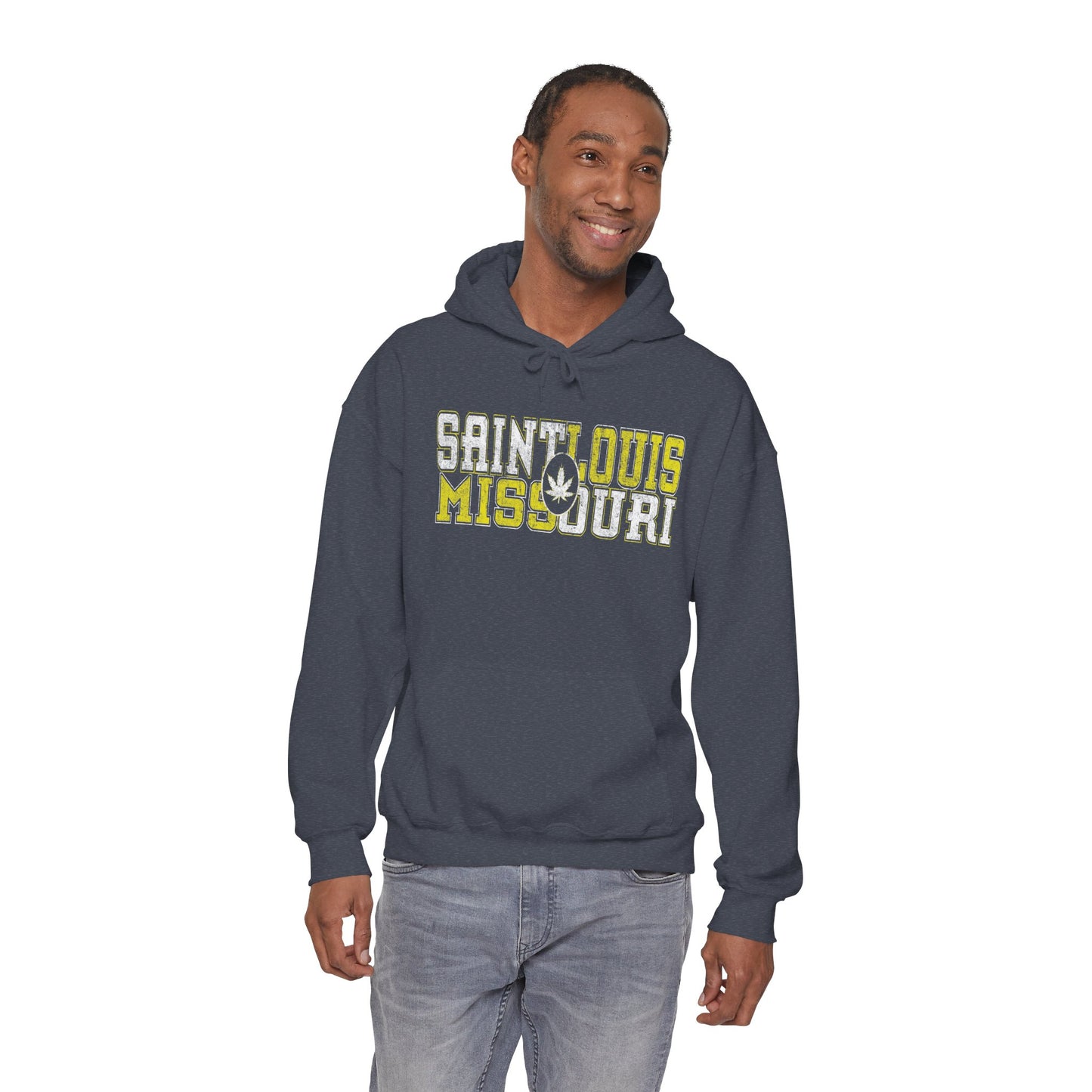 Saint Louis Missouri Hoodie – Retro Collegiate Design with Leaf Emblem