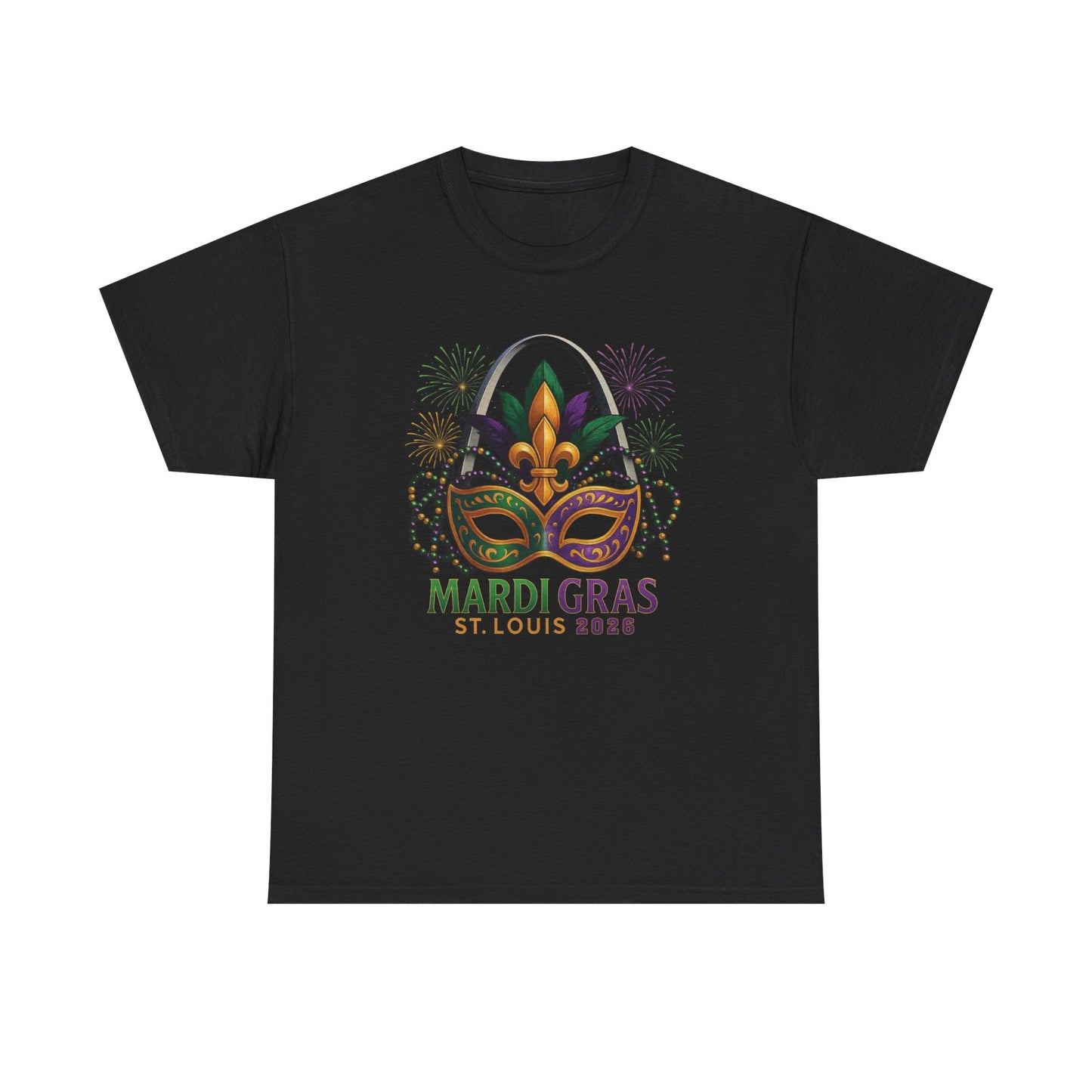 Mardi Gras Graphic T-Shirt — Festive Mask & Beads Tee