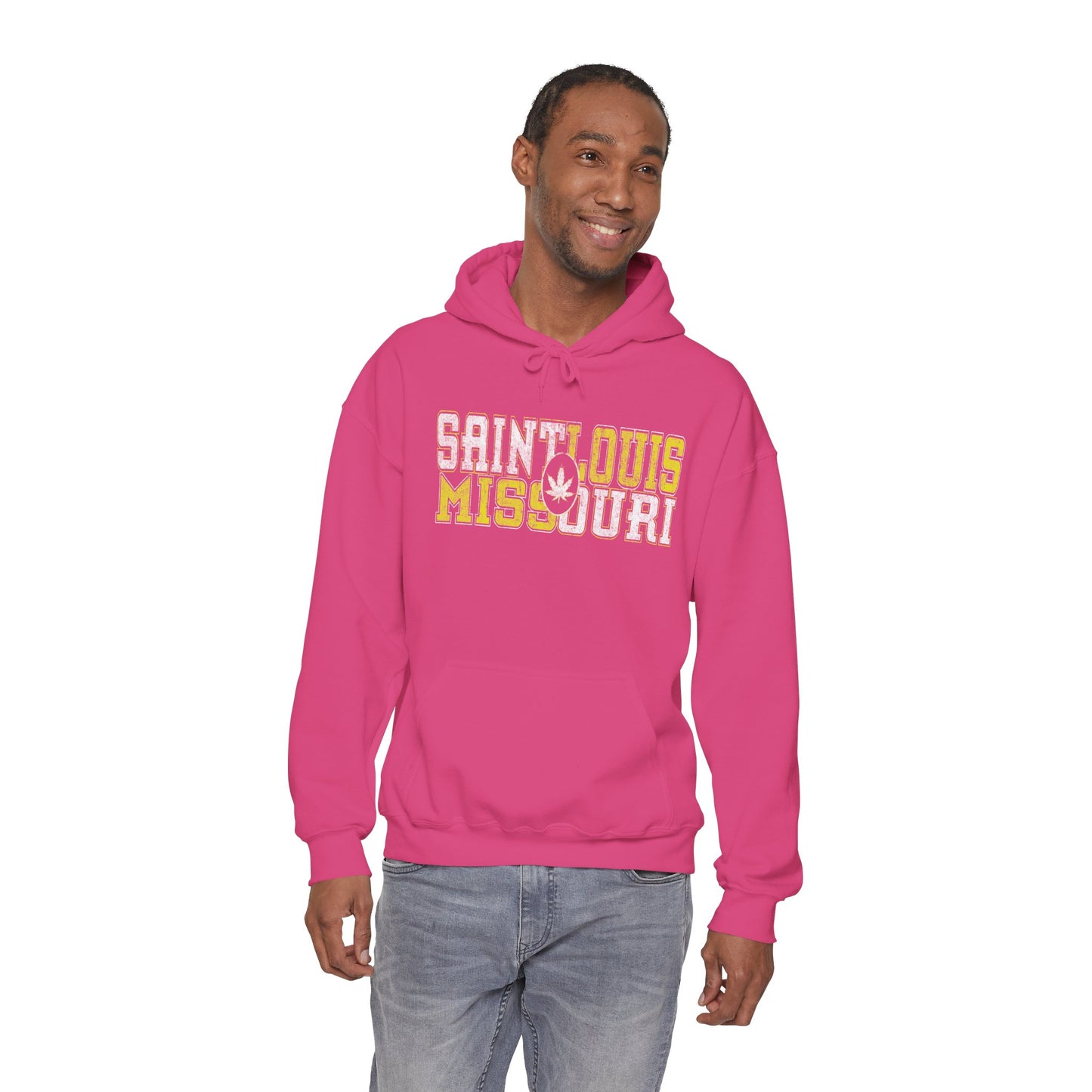 Saint Louis Missouri Hoodie – Retro Collegiate Design with Leaf Emblem