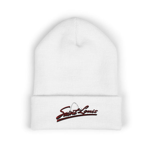 Embroidered Beanie - Saint Louis Red Lettering