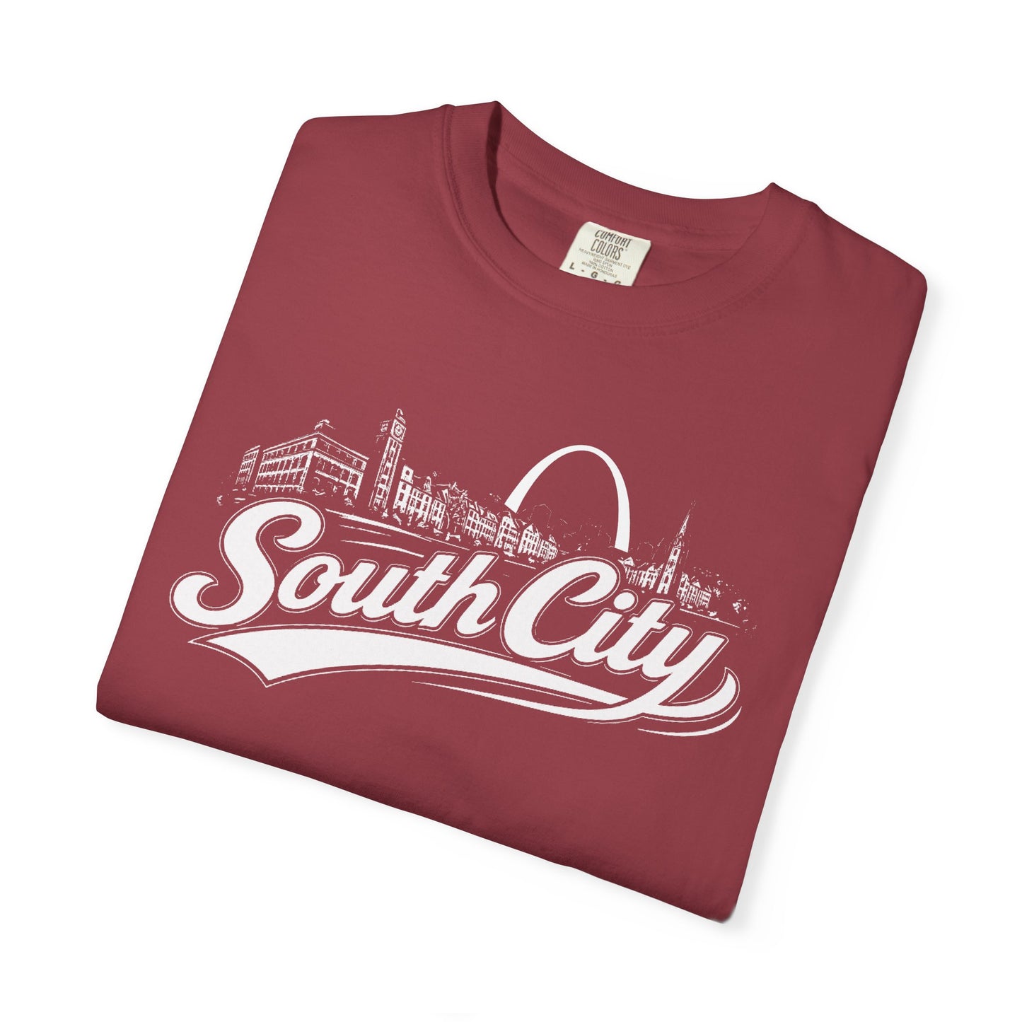 South City St. Louis Shirt Comfort Colors Tee | STL Arch Skyline Graphic | Vintage South City T‑Shirt | Saint Louis Neighborhood Apparel