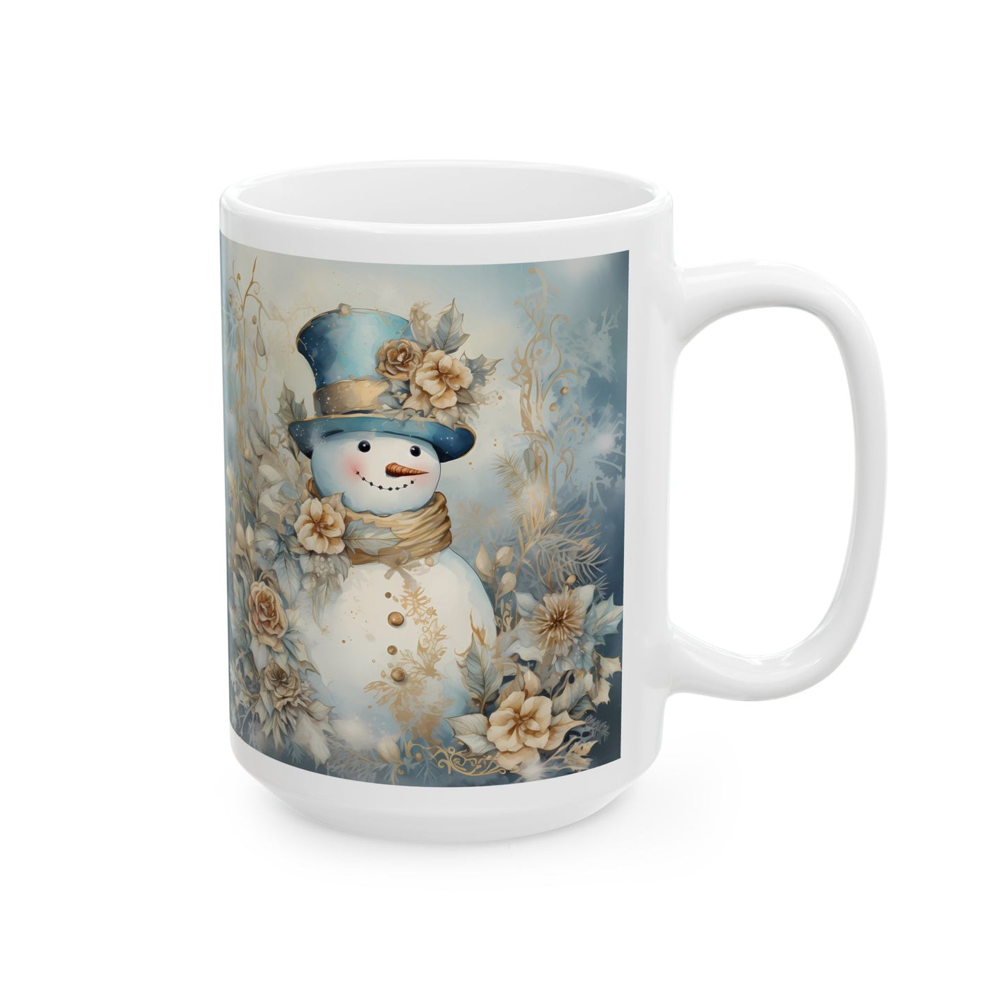 Winter Bloom Snowman Mug (11oz, 15oz)-Ceramic