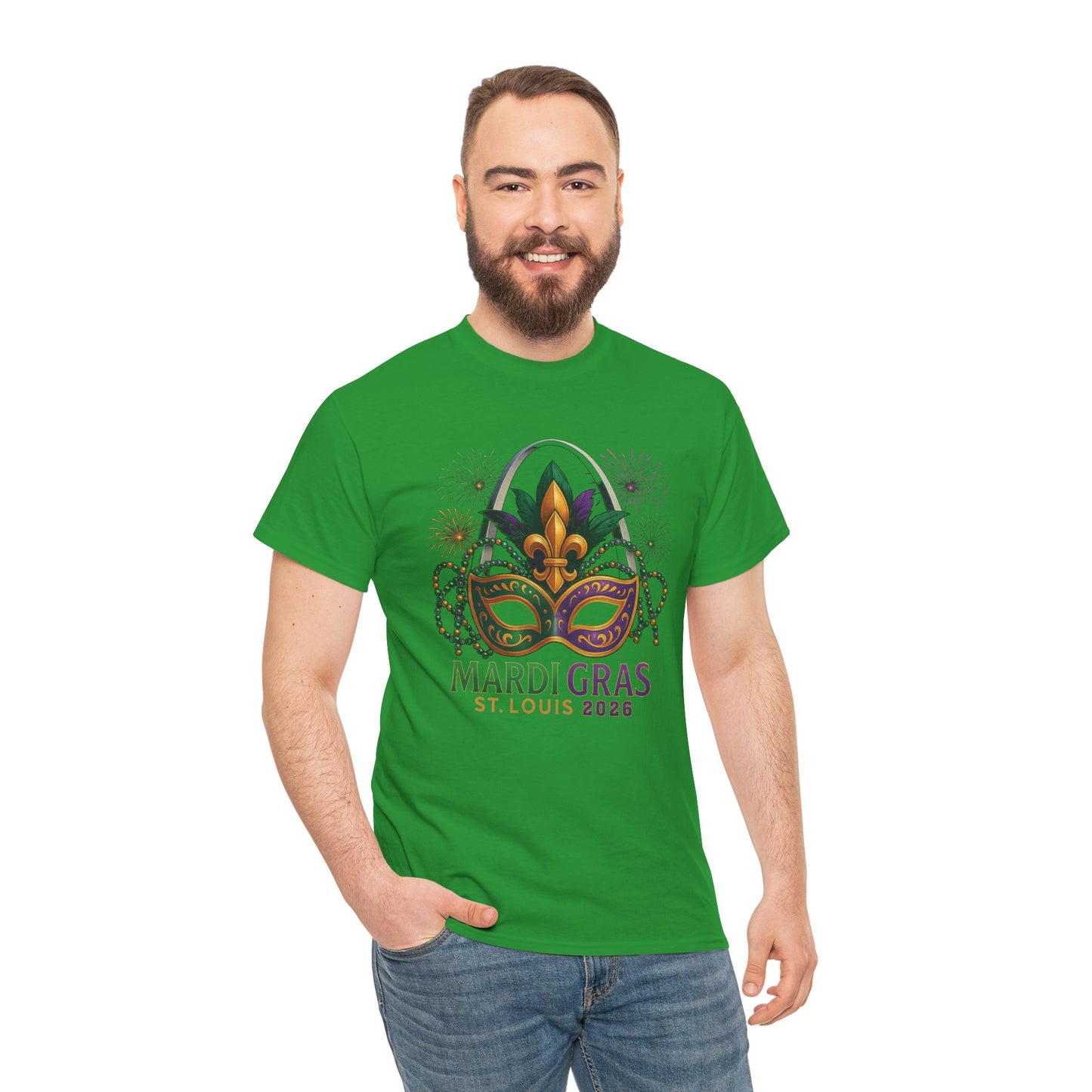 Mardi Gras Graphic T-Shirt — Festive Mask & Beads Tee