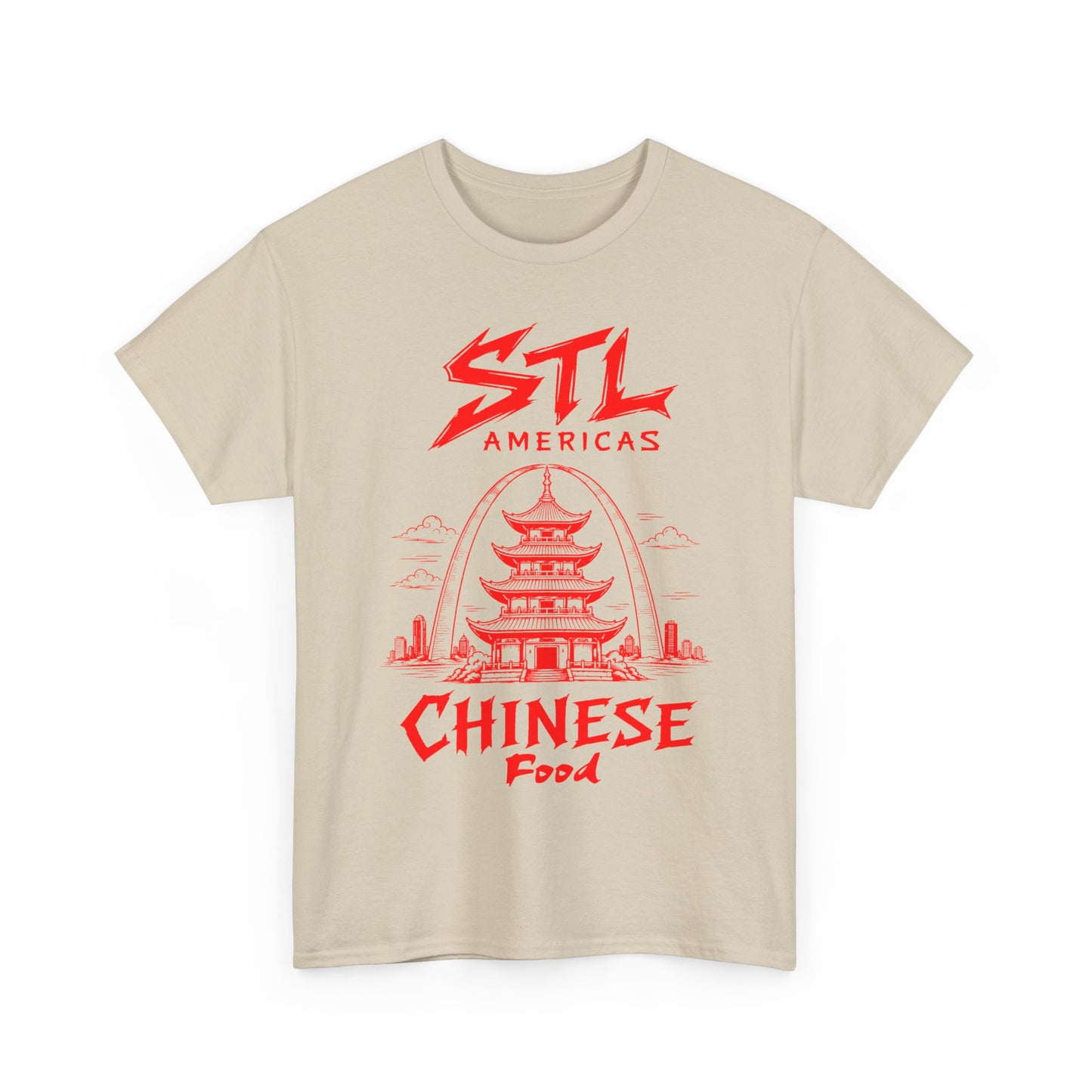 STL Americas Chinese Food T-Shirt — Retro Pagoda Graphic Tee