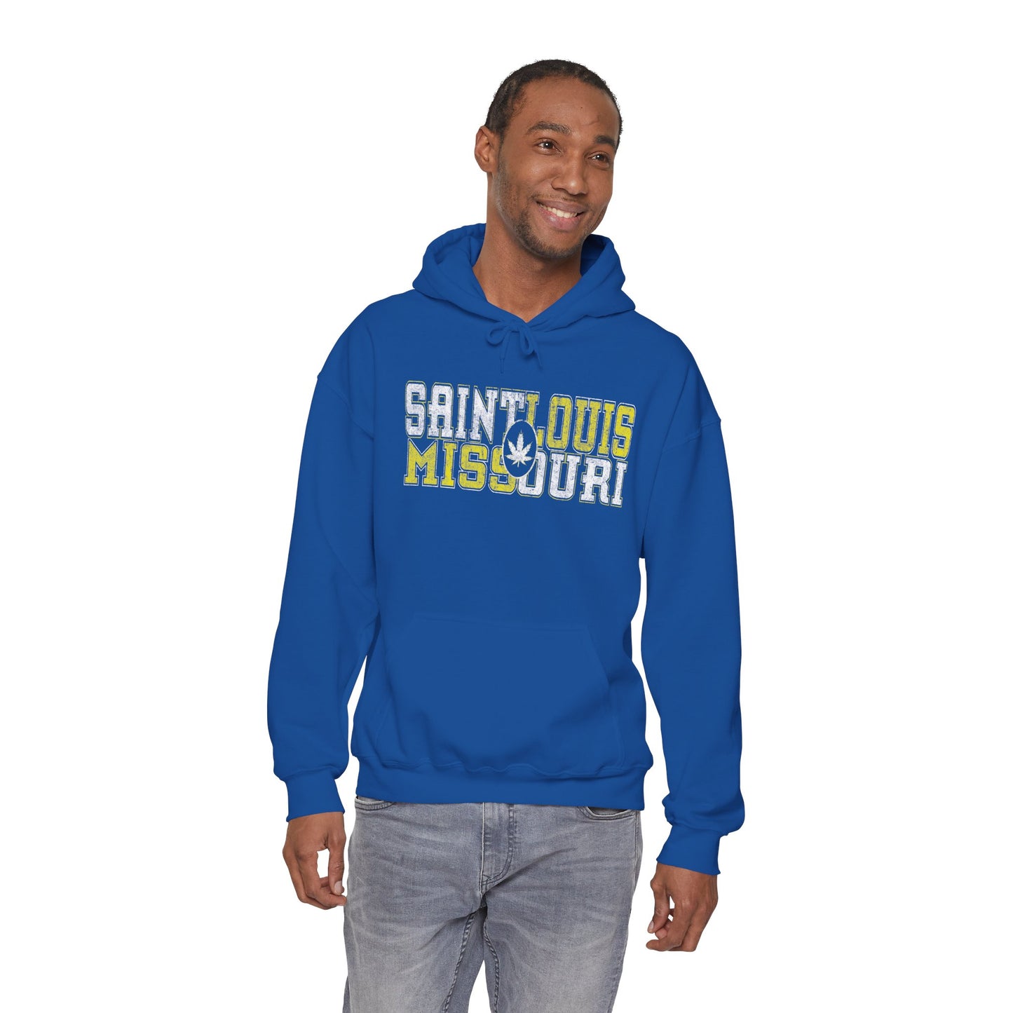 Saint Louis Missouri Hoodie – Retro Collegiate Design with Leaf Emblem
