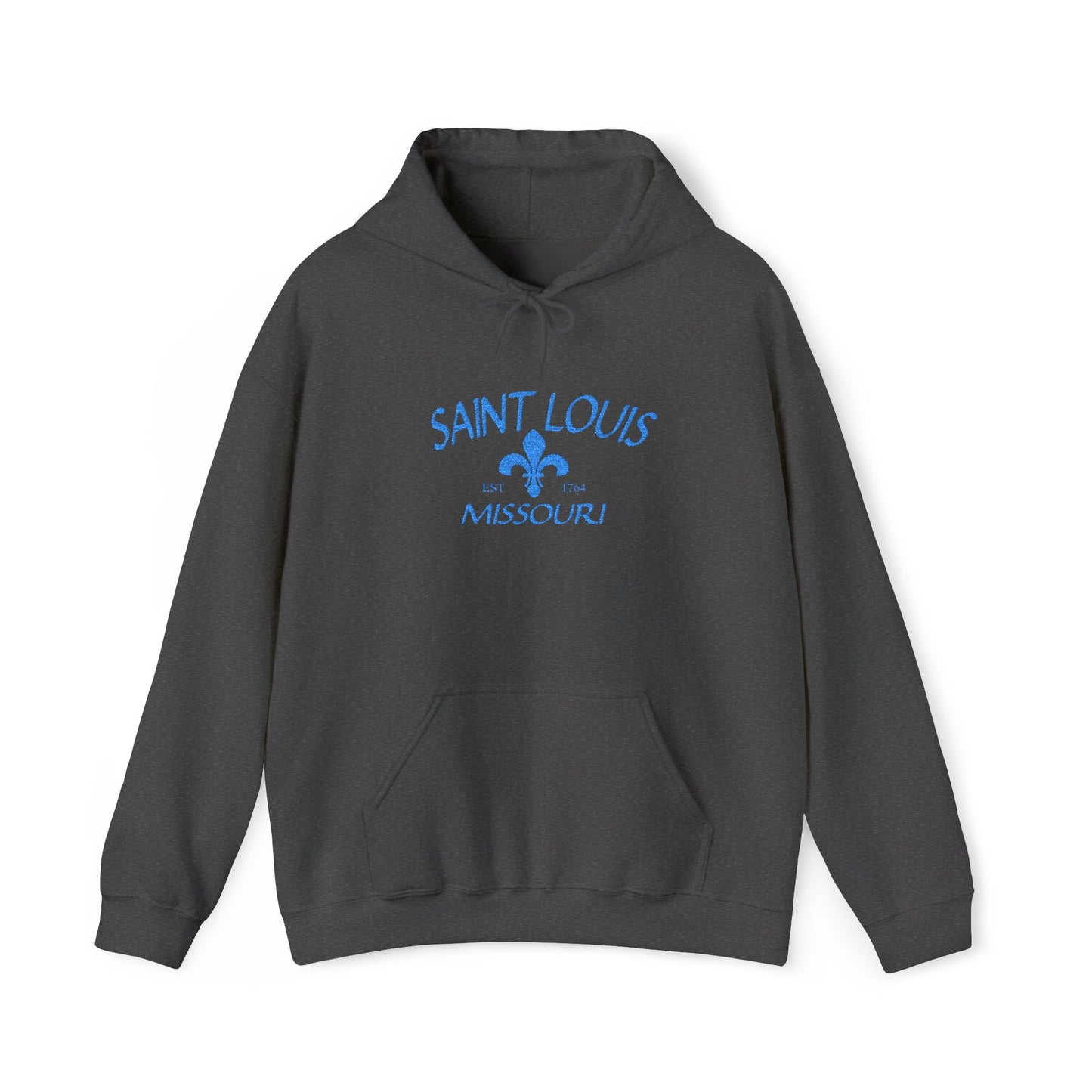 Saint Louis Embroidered Hoodie — Blue Lettering