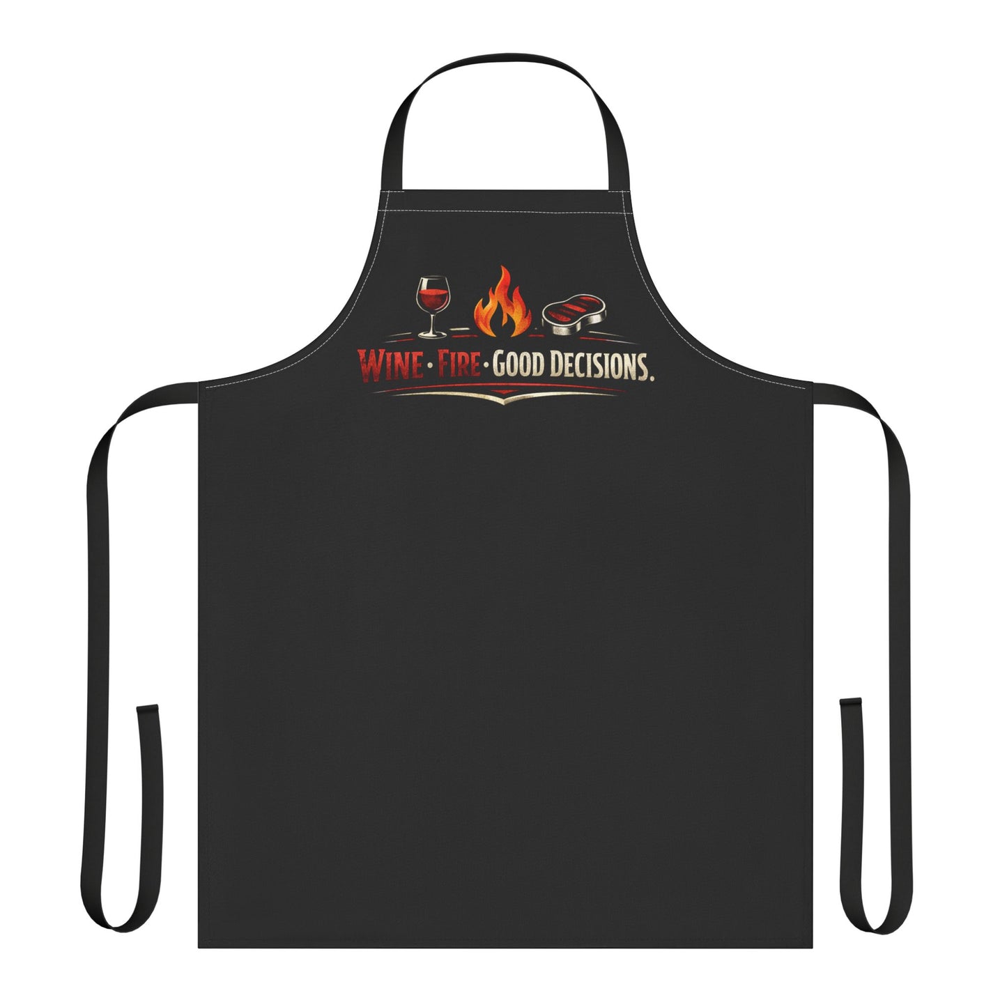 BBQ Apron — “Wine, Fire, Good Decisions” Grilling Apron for Wine-Loving Grillmasters