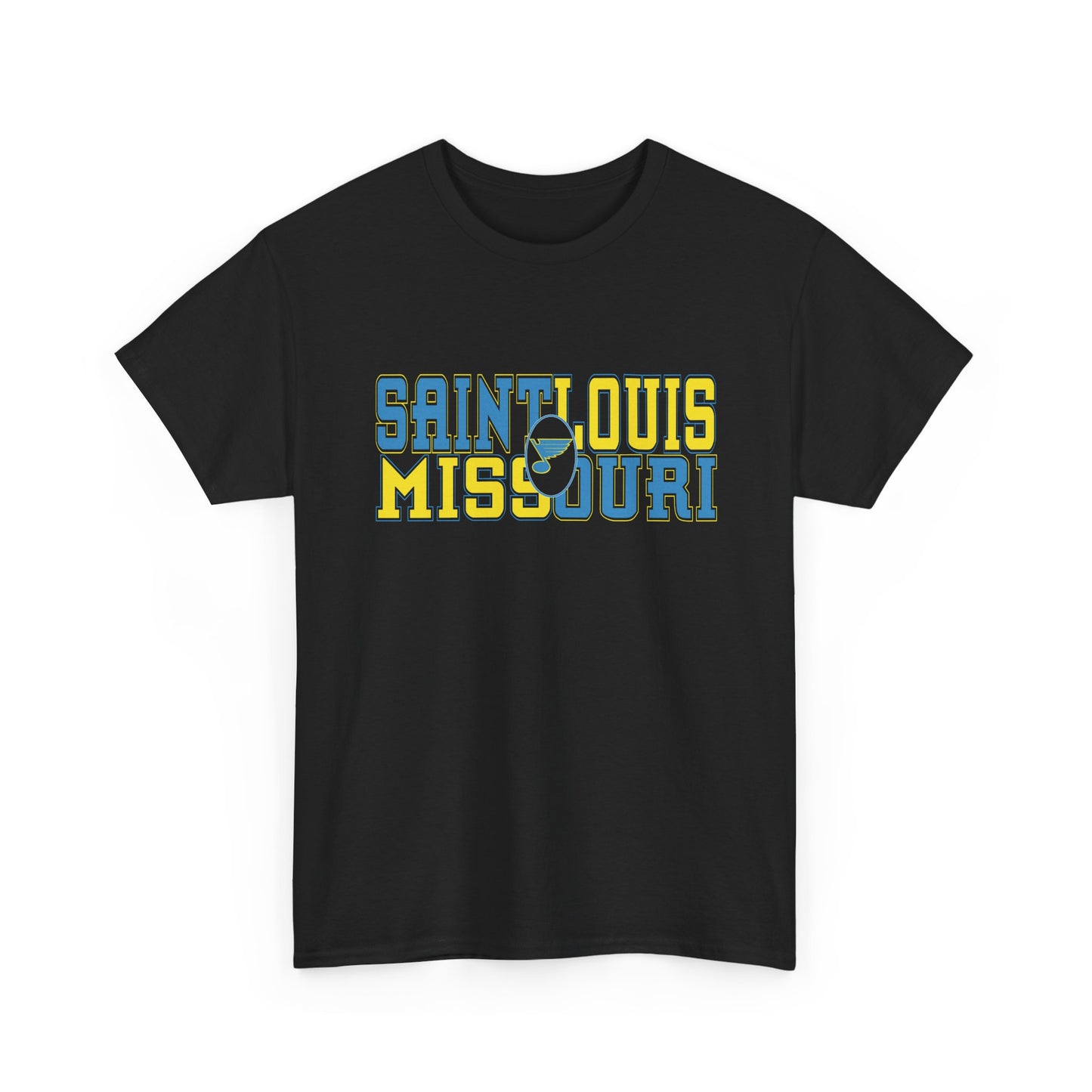 Saint Louis Missouri Tee in Blue & Gold Font