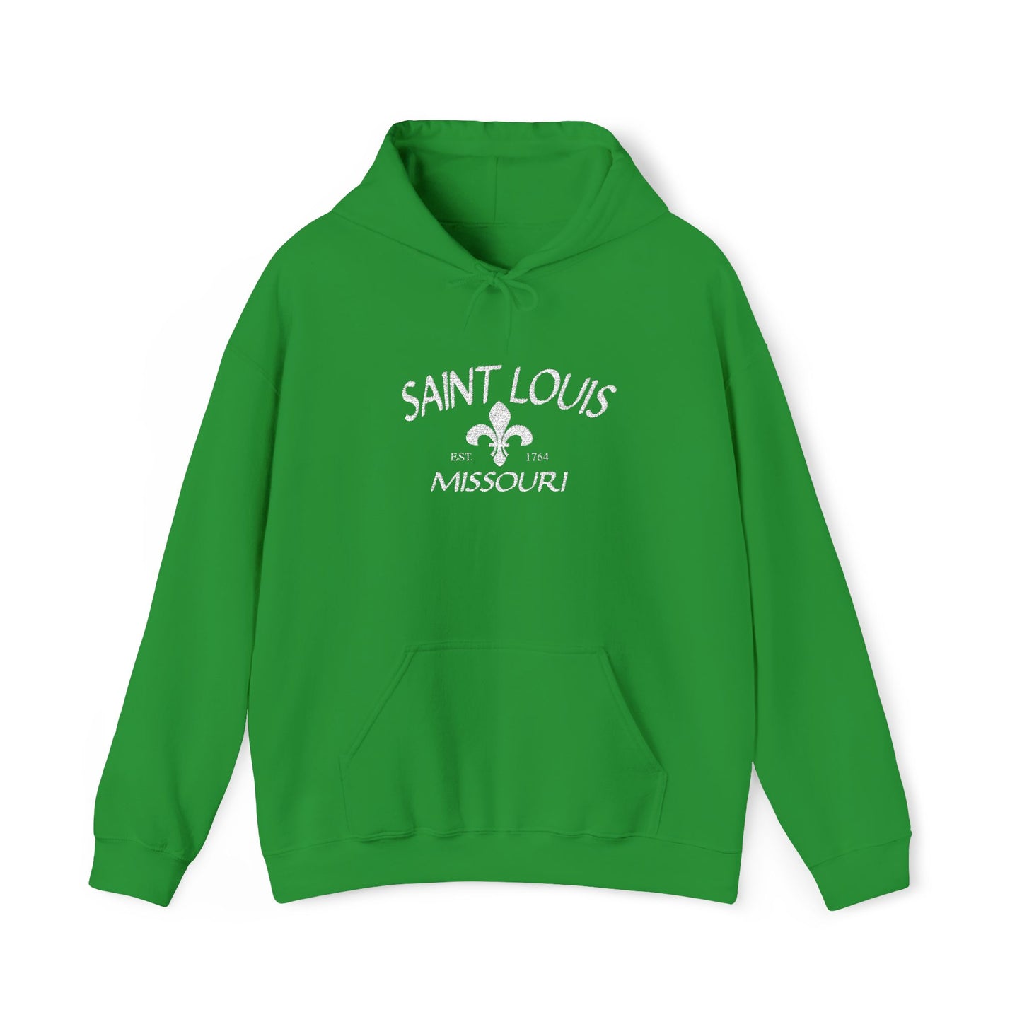 Saint Louis Missouri Embroidered Hoodie — White Lettering Printify