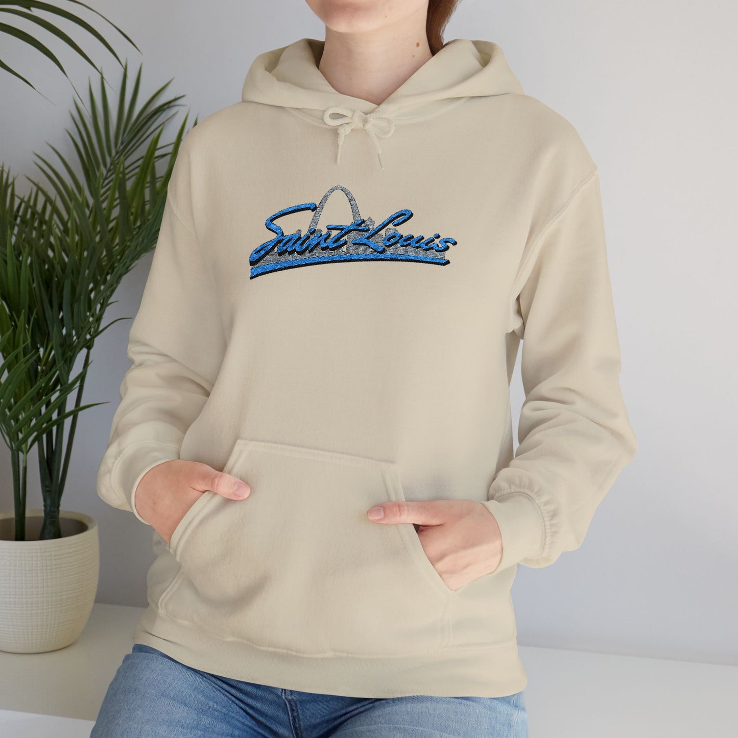 Embroidered Hoodie- Saint Louis Printify