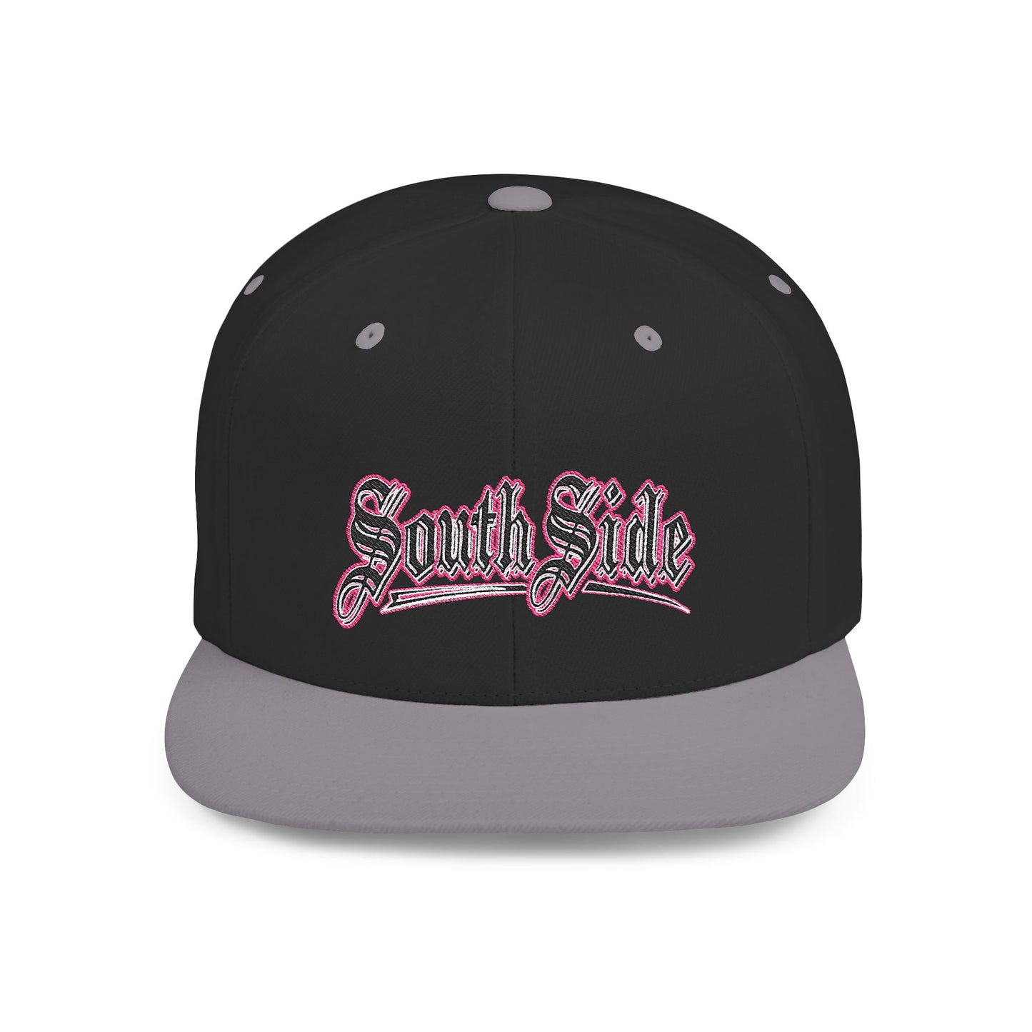 South Side Flat Bill Snapback Pink outline Printify