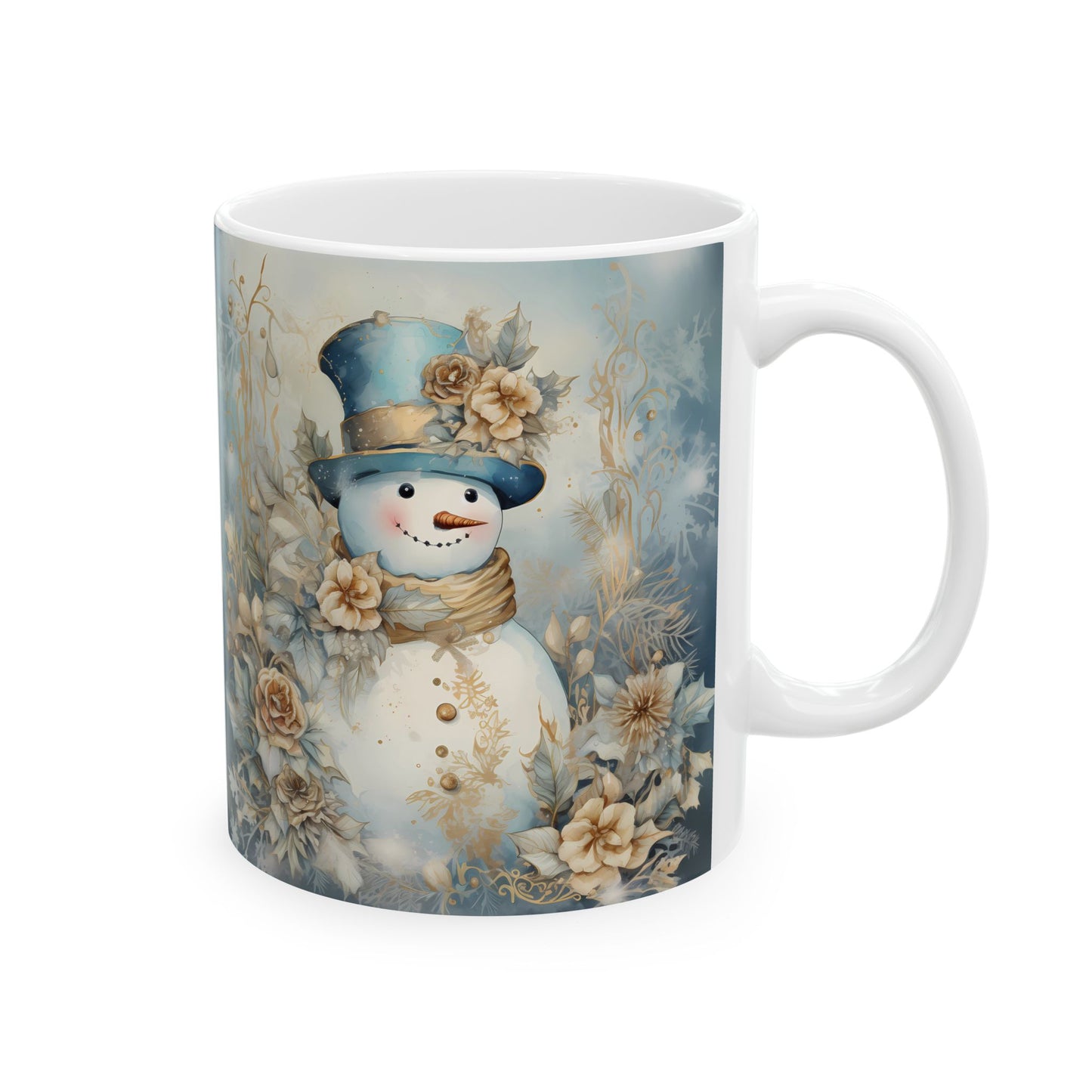 Winter Bloom Snowman Mug (11oz, 15oz)-Ceramic