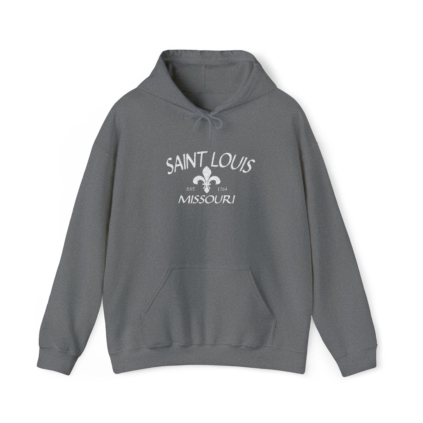 Saint Louis Missouri Embroidered Hoodie — White Lettering Printify