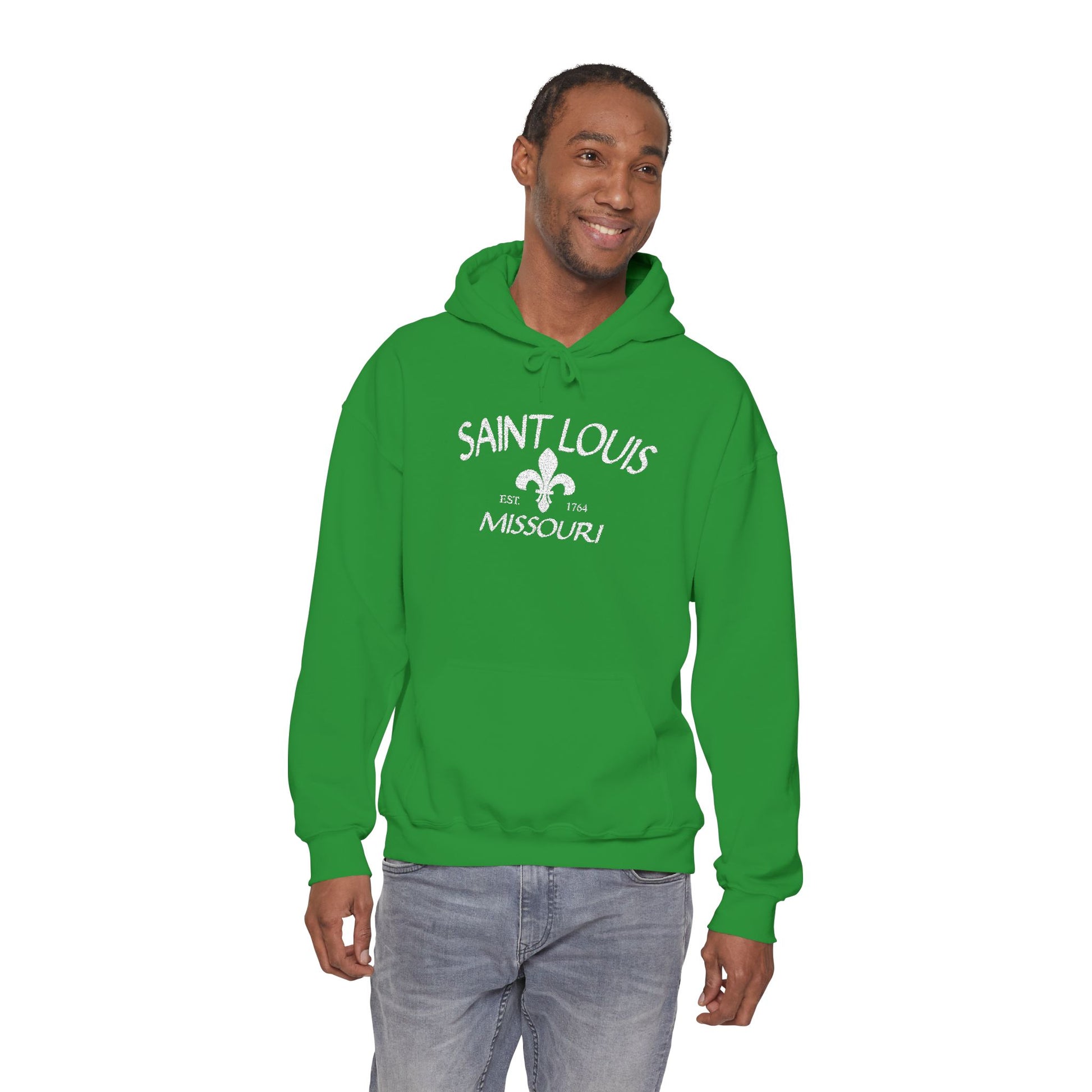 Saint Louis Missouri Embroidered Hoodie — White Lettering Printify