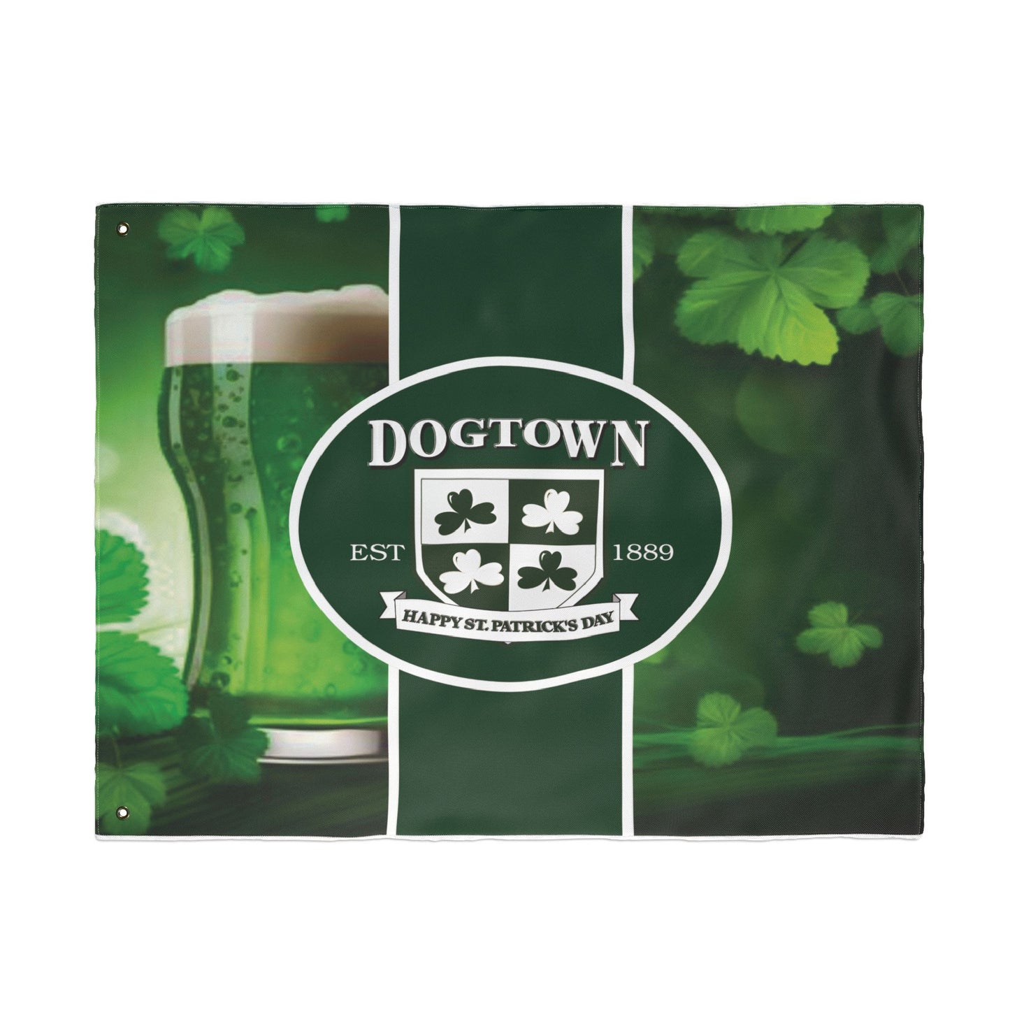 Double Sided Flag- Dogtown Neighborhood St Patrick's Day Printify