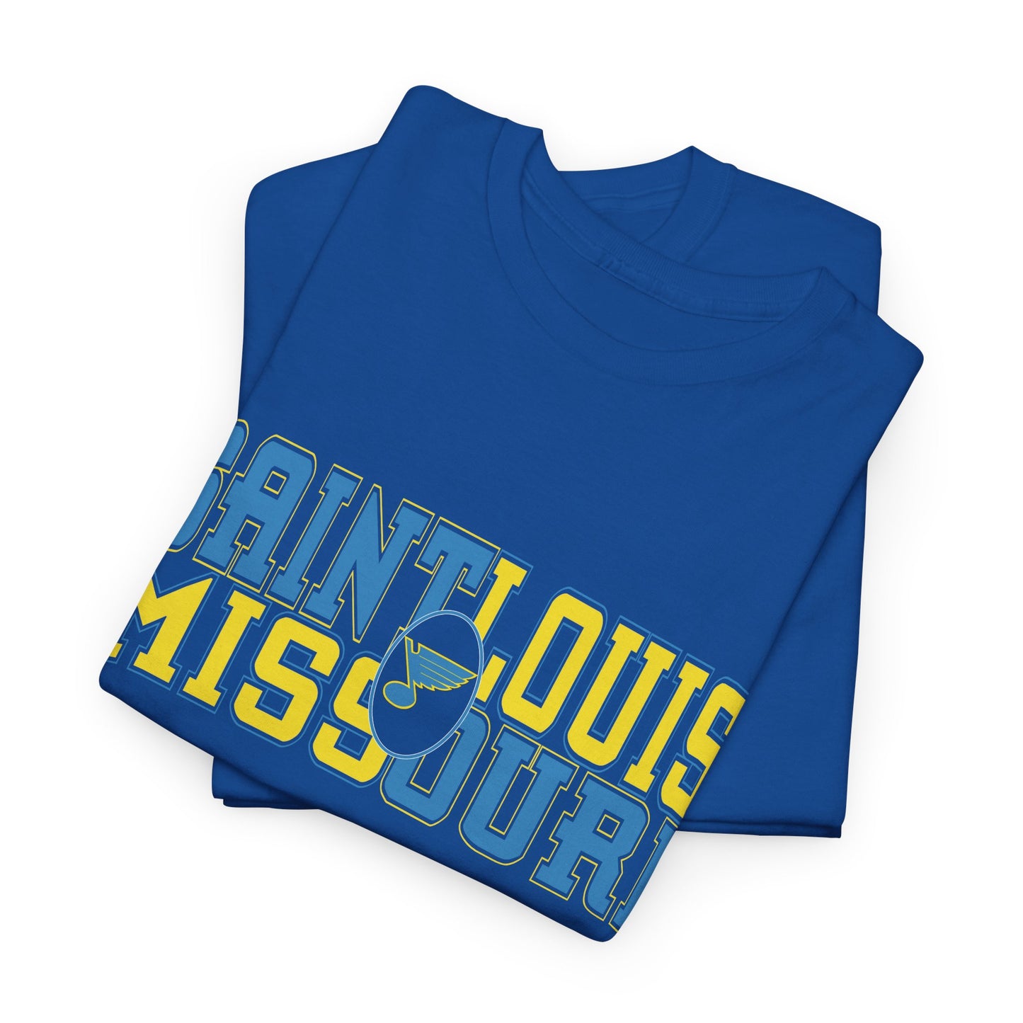 Saint Louis Missouri Tee in Blue & Gold Font
