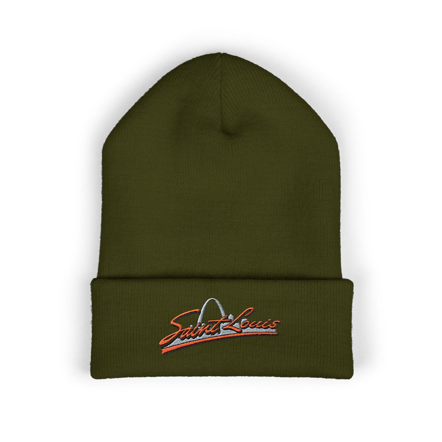 Embroidered Beanie- Saint Louis Orange Lettering