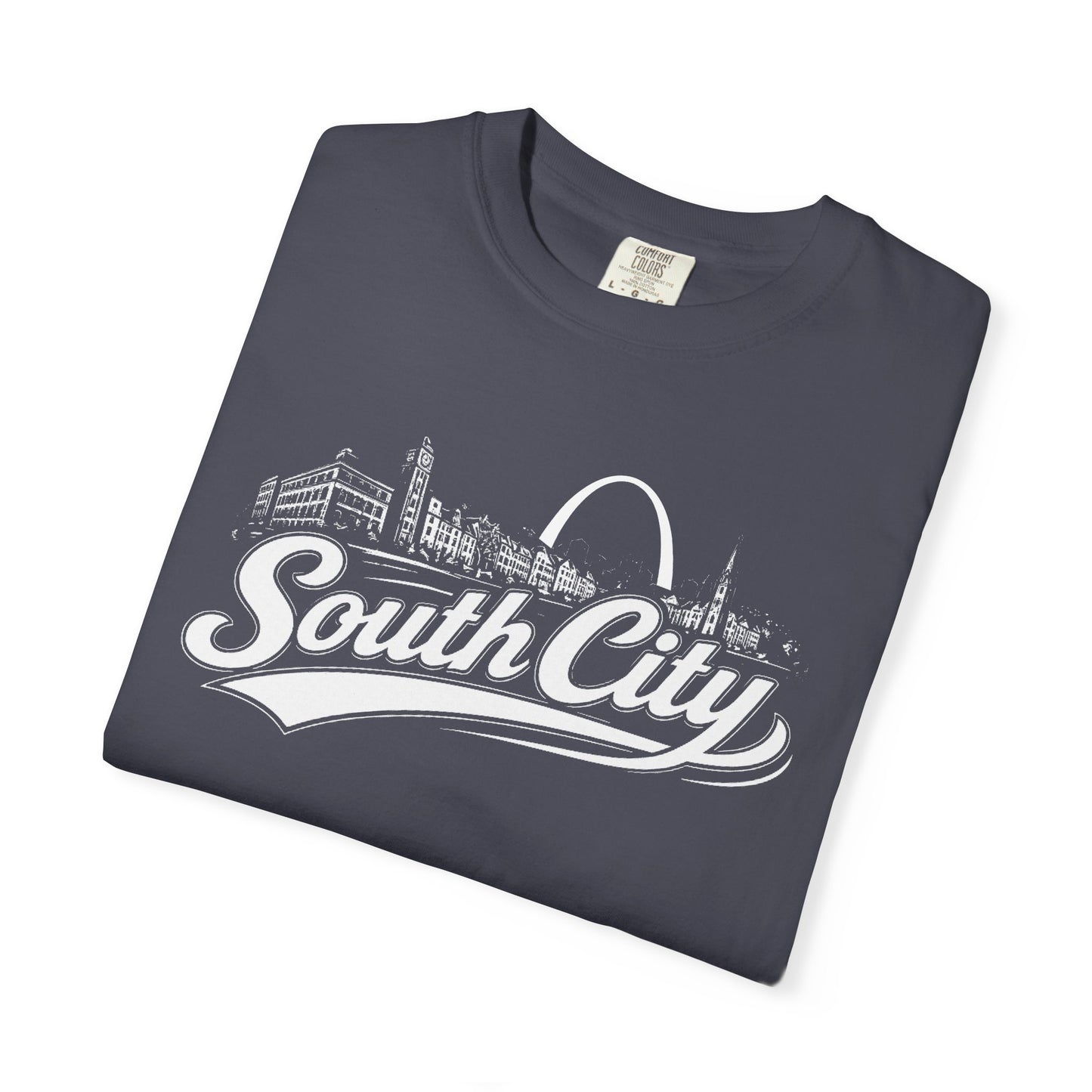 South City St. Louis Shirt Comfort Colors Tee | STL Arch Skyline Graphic | Vintage South City T‑Shirt | Saint Louis Neighborhood Apparel