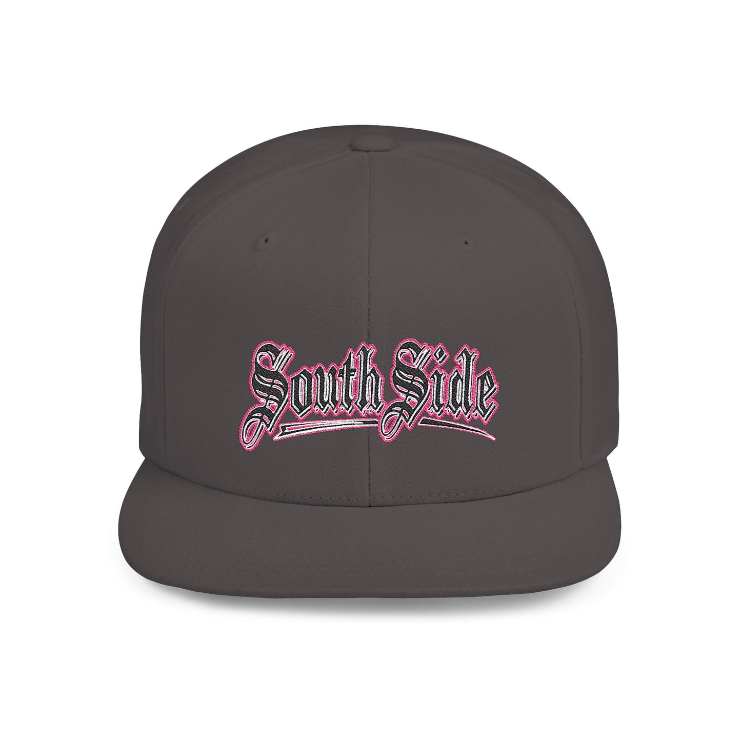 South Side Flat Bill Snapback Pink outline Printify