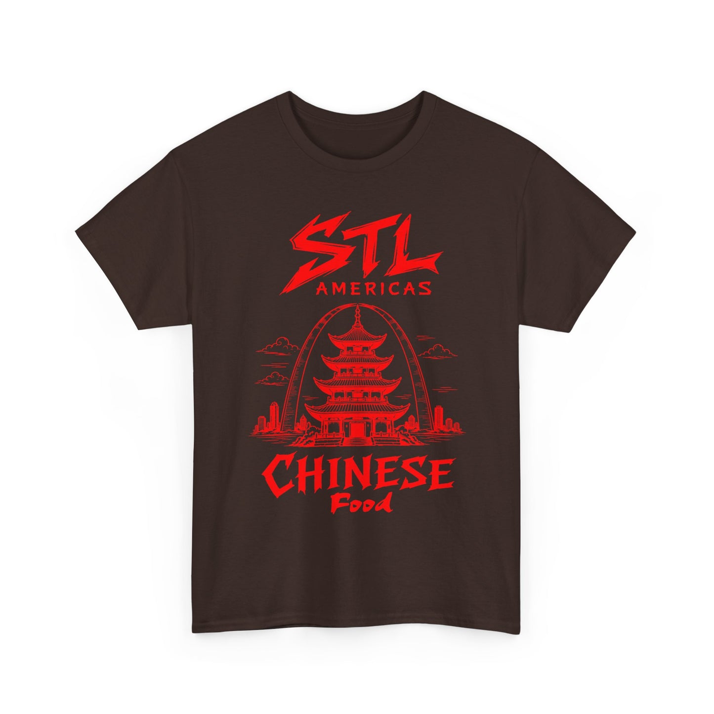 STL Americas Chinese Food T-Shirt — Retro Pagoda Graphic Tee