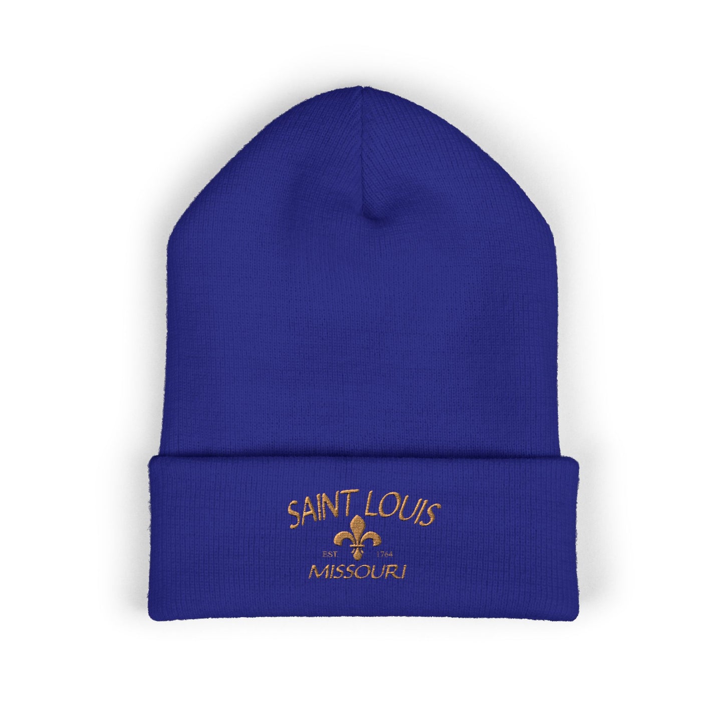 Saint Louis Embroidered Beanie — Brown Lettering
