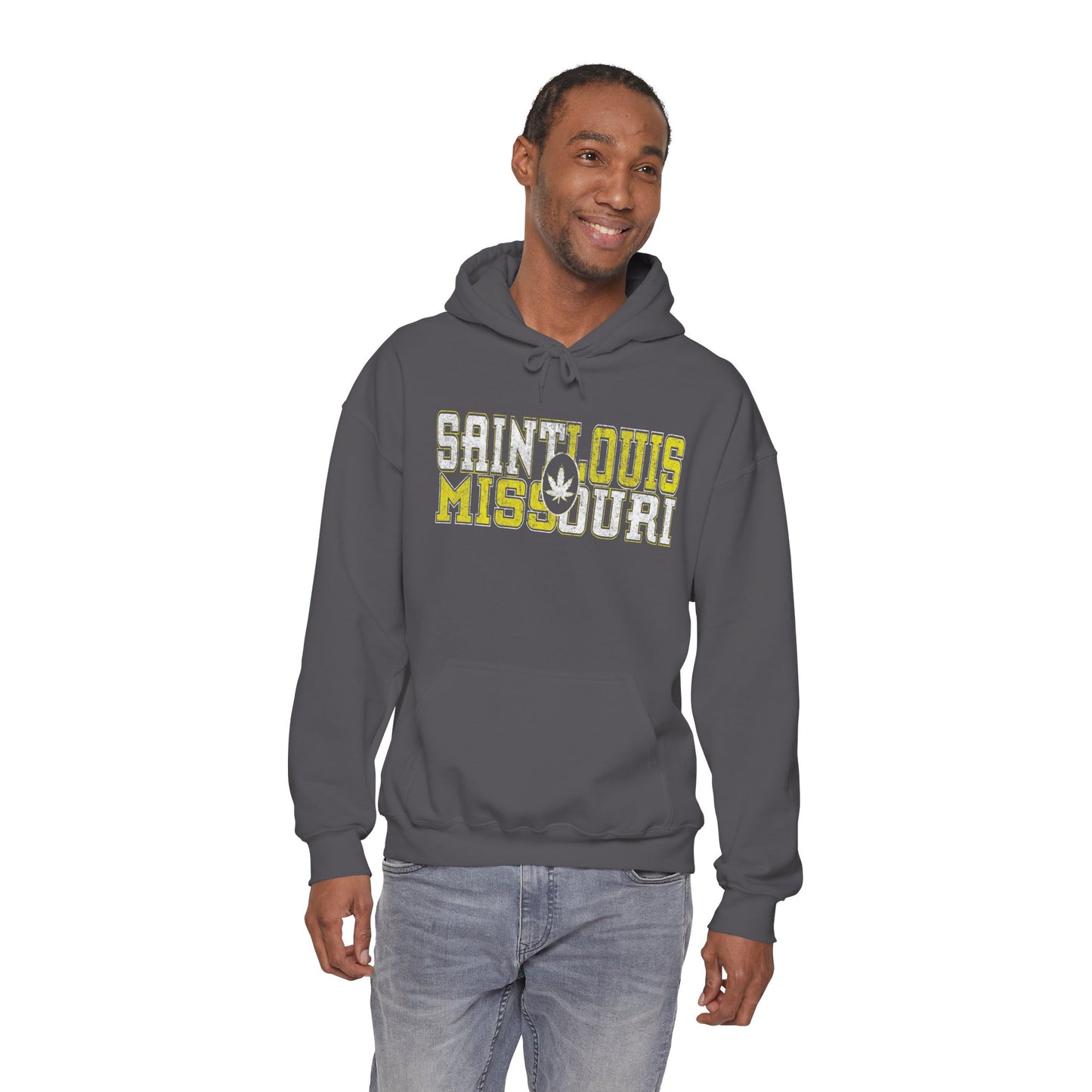 Saint Louis Missouri Hoodie – Retro Collegiate Design with Leaf Emblem