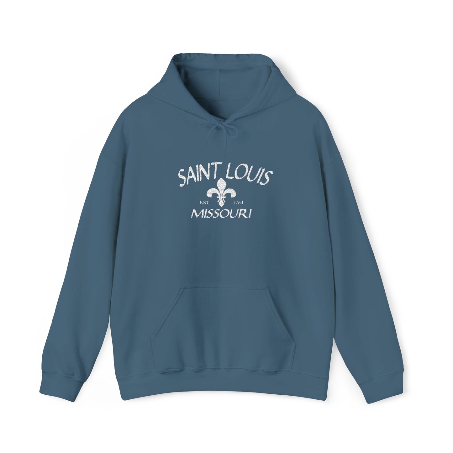 Saint Louis Missouri Embroidered Hoodie — White Lettering Printify