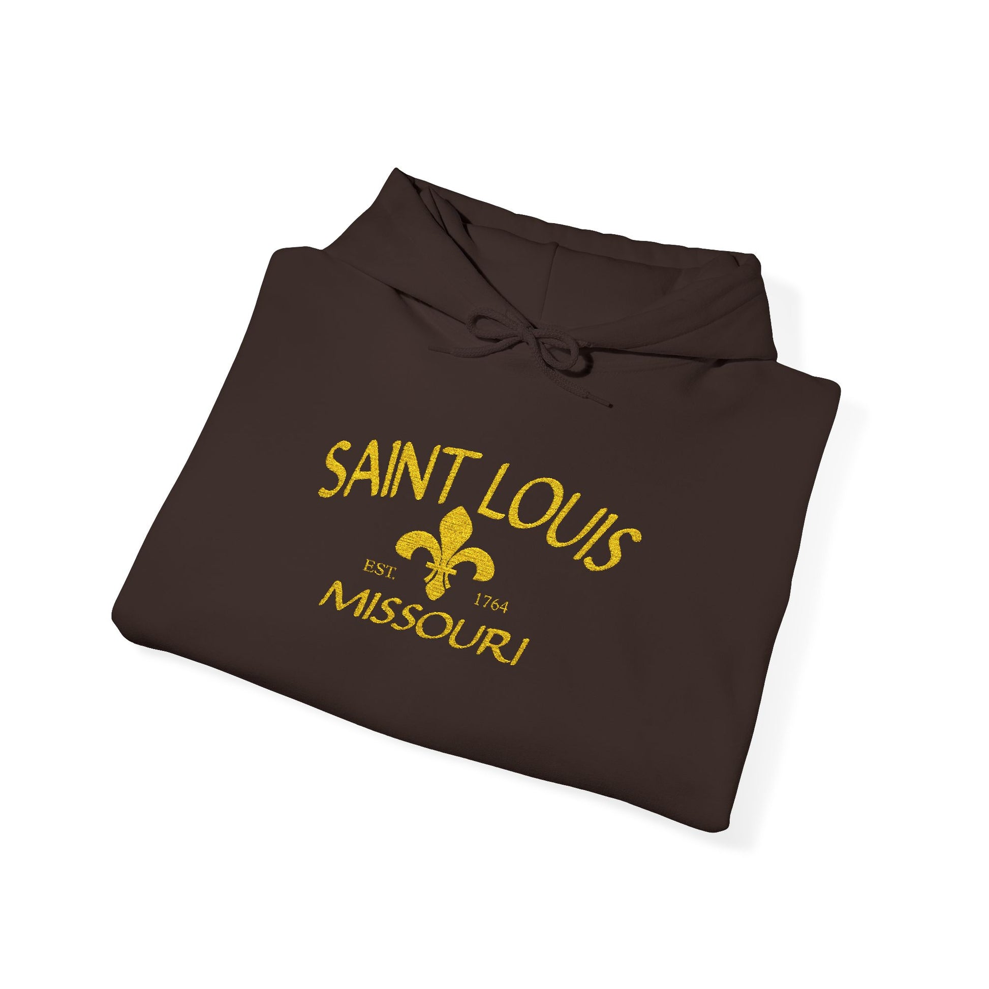 Embroidered Hoodie-Saint Louis Missouri (Yellow Lettering) Printify