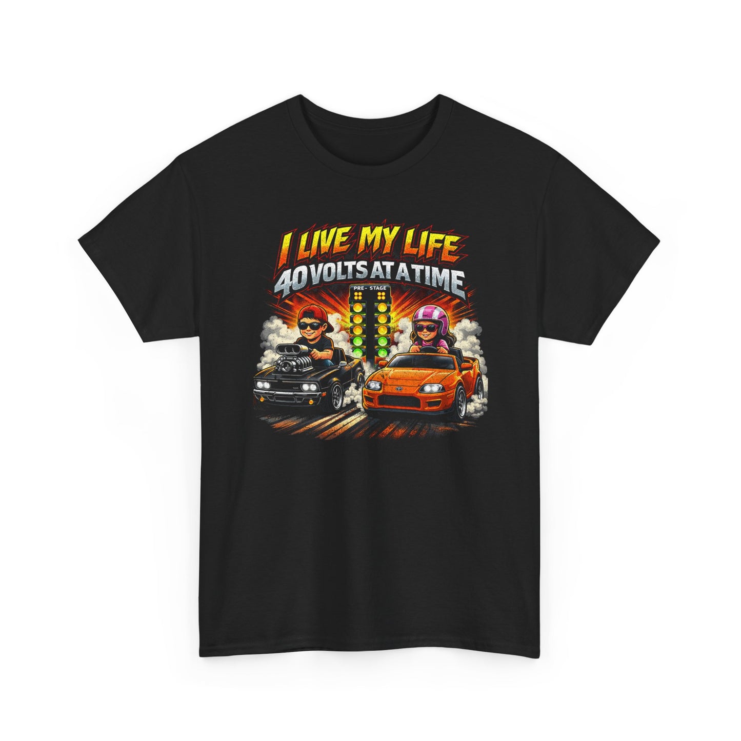 I Live My Life 40 Volts at a Time Racing T‑Shirt
