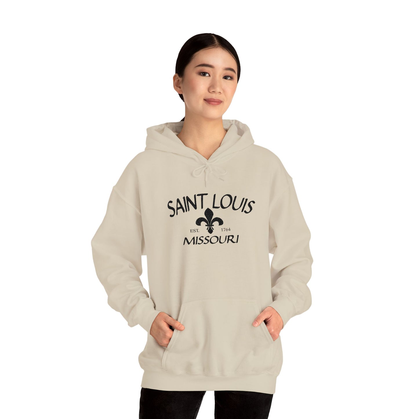 Saint Louis Missouri Embroidered Hoodie (Black Lettering)