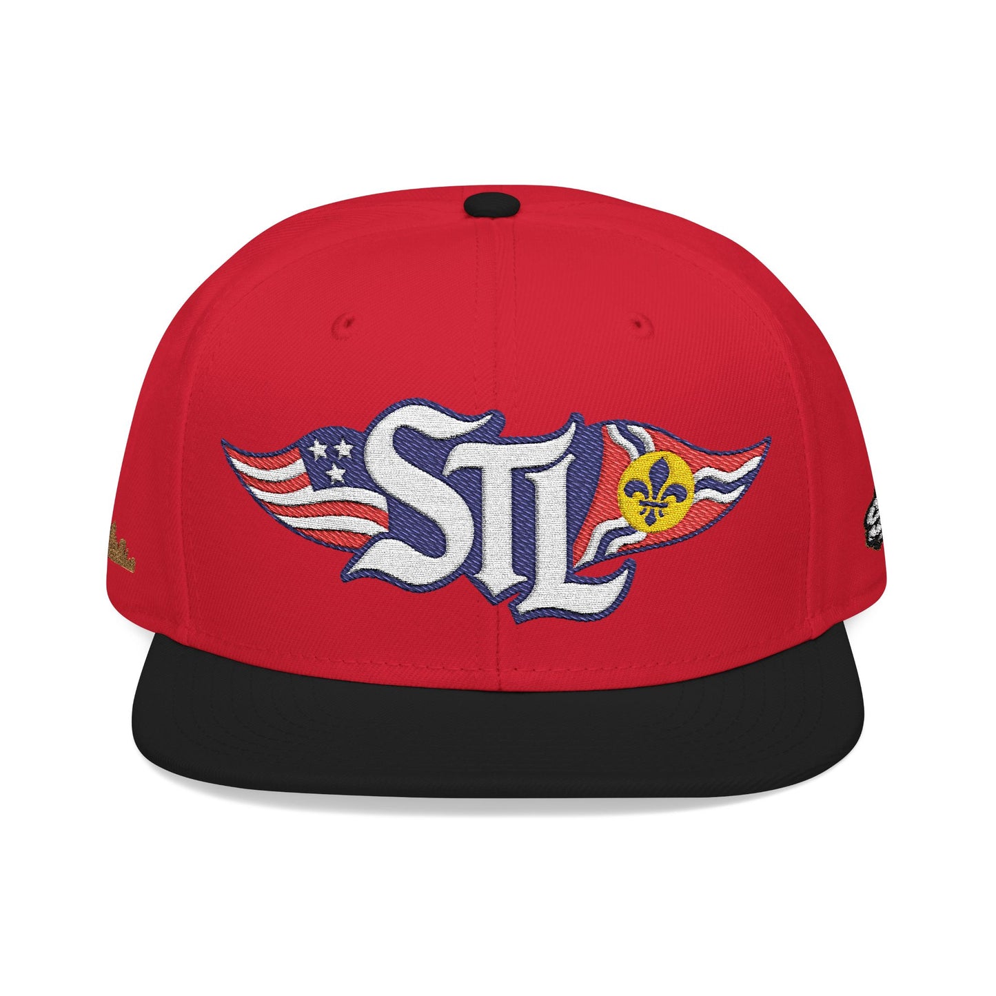 Otto 125‑978 STL Pride Embroidered Hat – Saint Louis Flag, American Flag & Gold Skyline