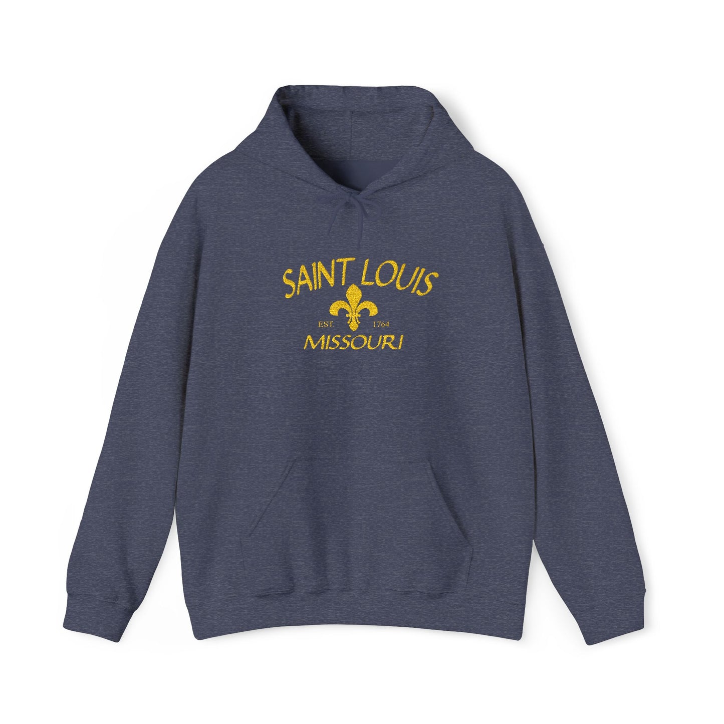 Embroidered Hoodie-Saint Louis Missouri (Yellow Lettering)