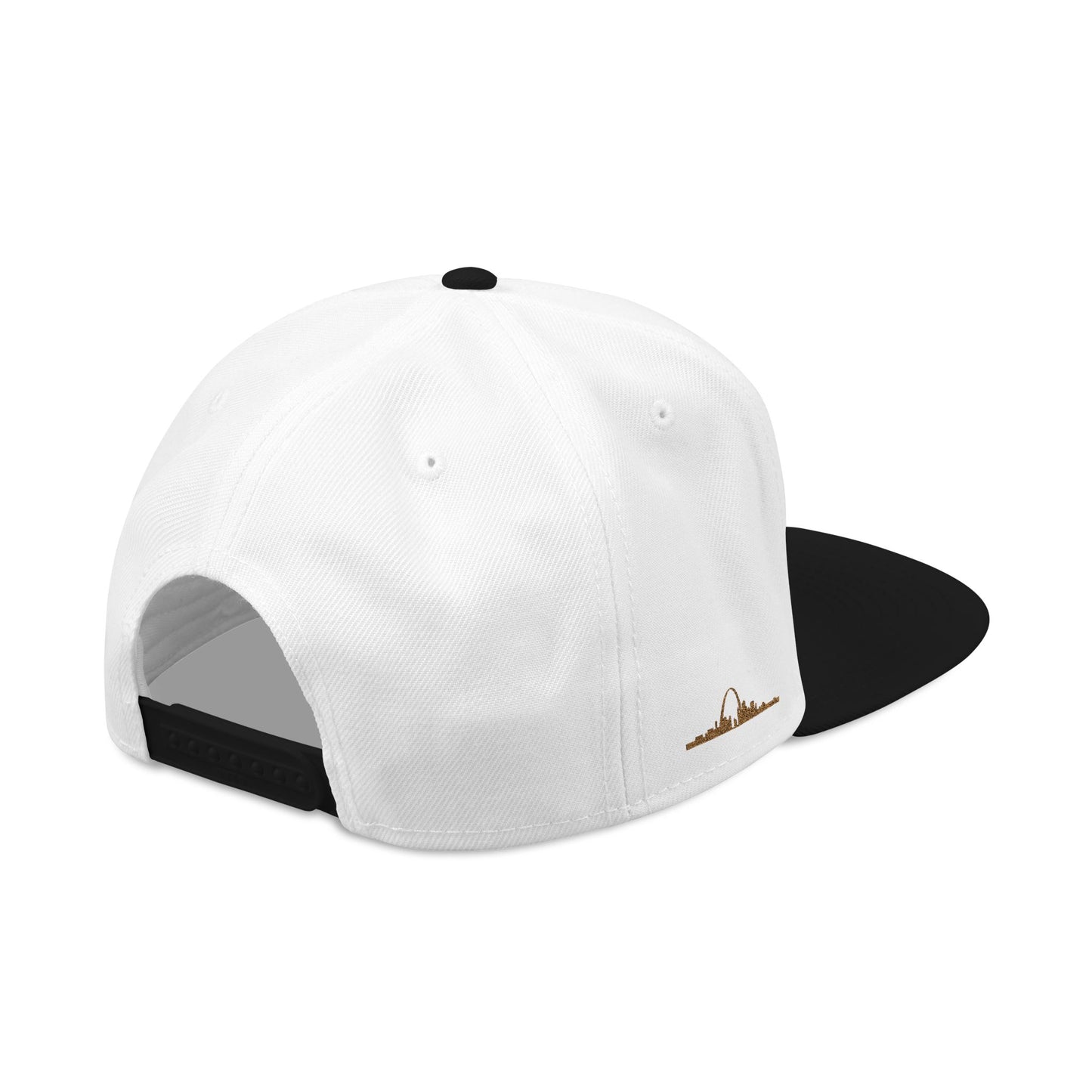 Embroidered Snapback Hat - Southside STL - White & Gold Lettering Printify