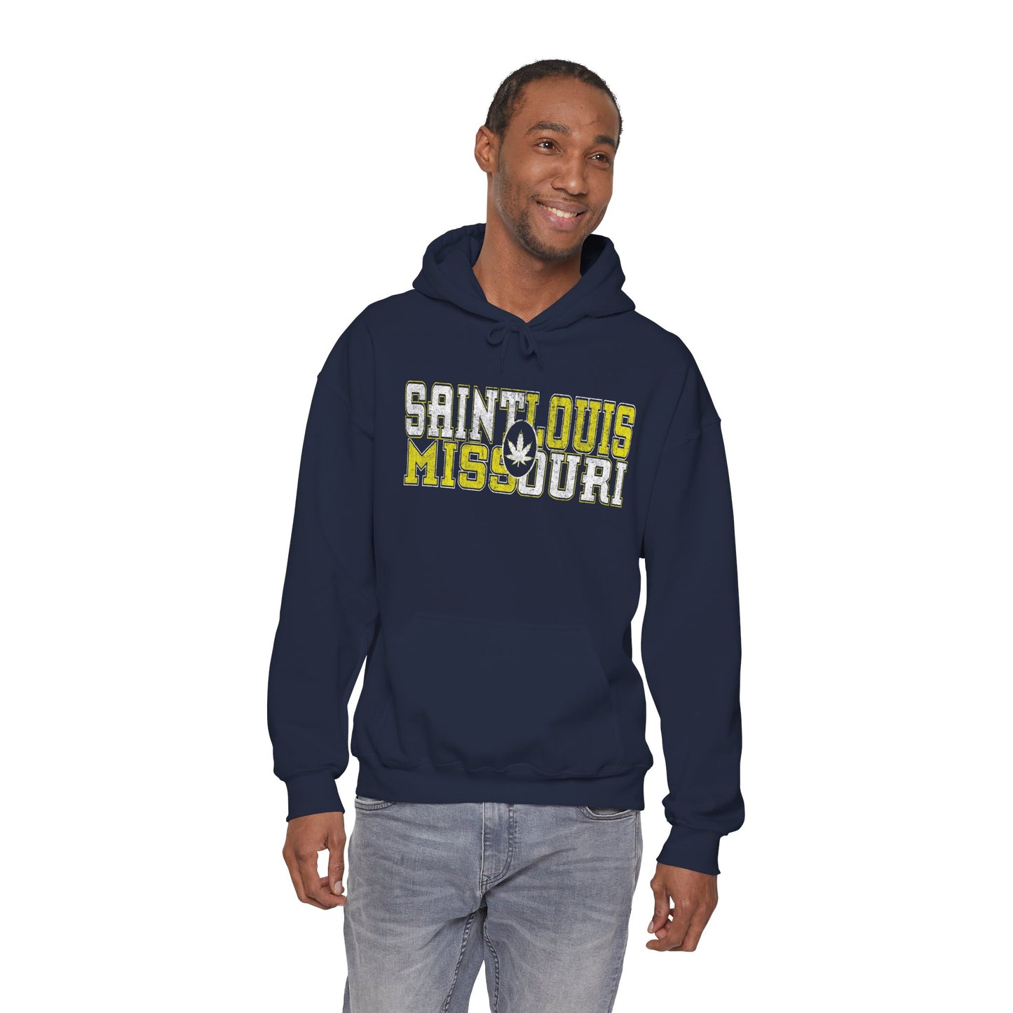 Saint Louis Missouri Hoodie – Retro Collegiate Design with Leaf Emblem