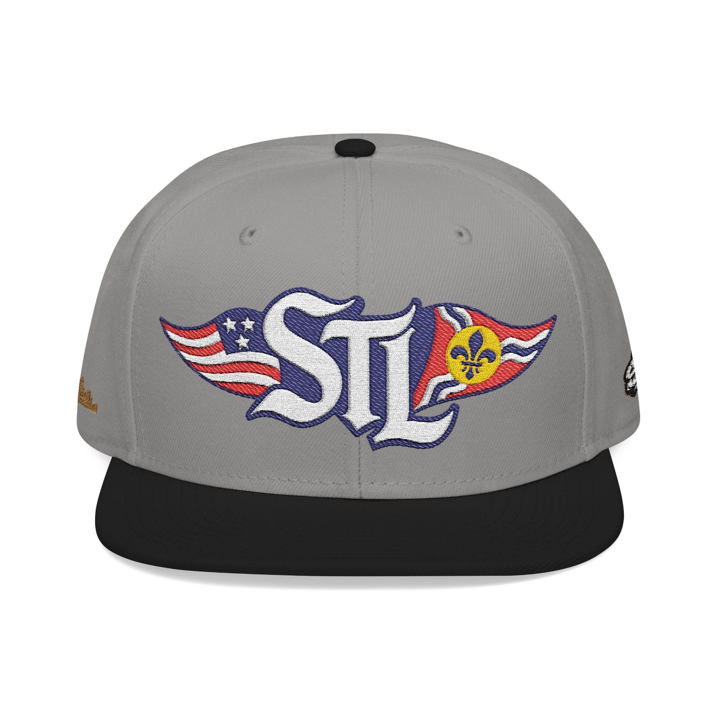 Otto 125‑978 STL Pride Embroidered Hat – Saint Louis Flag, American Flag & Gold Skyline