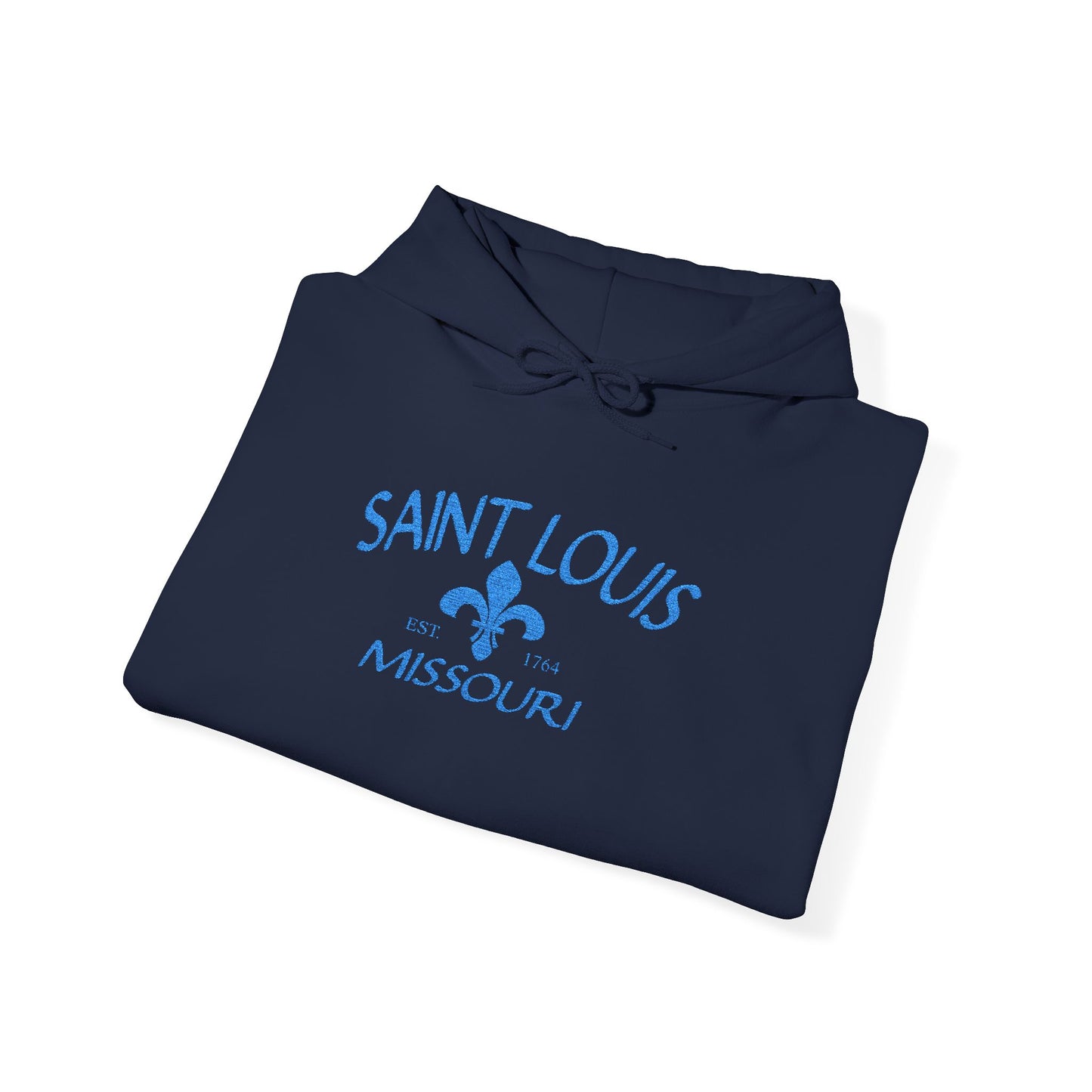Saint Louis Embroidered Hoodie — Blue Lettering