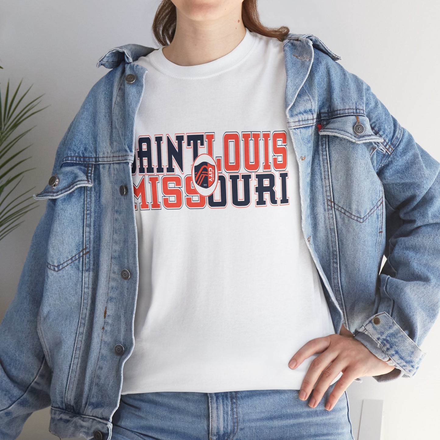 Saint Louis Missouri Tee in Blue and Red Font