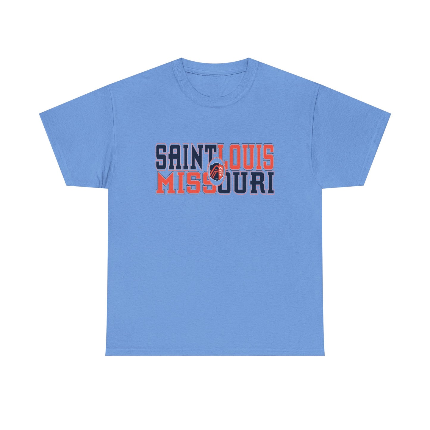 Saint Louis Missouri Tee in Blue and Red Font