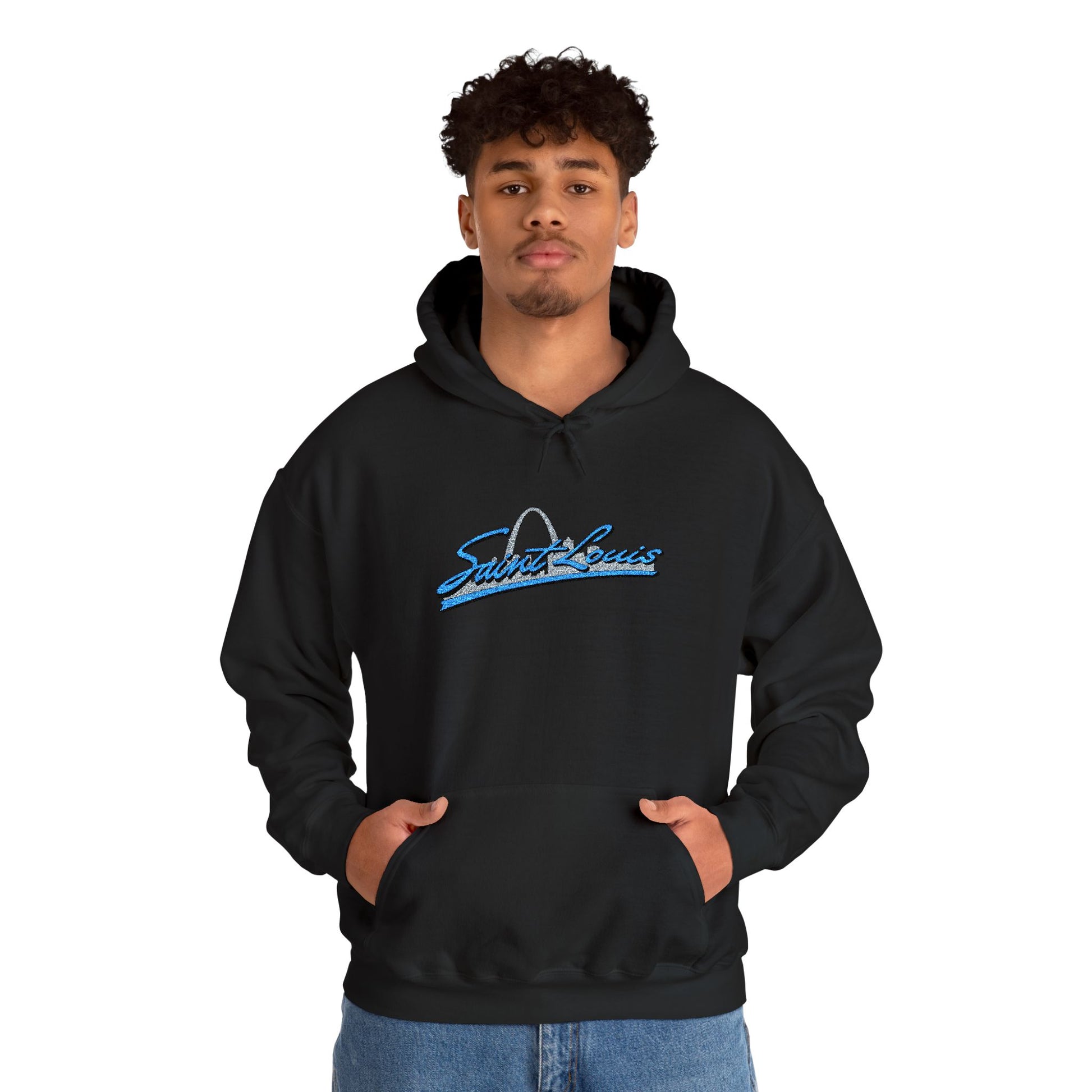 Embroidered Hoodie- Saint Louis Printify