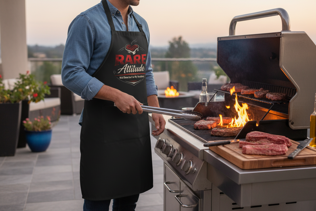 Rare Attitude Apron - "Rare Attitude" Graphic Chef Apron for Gamers & Fans
