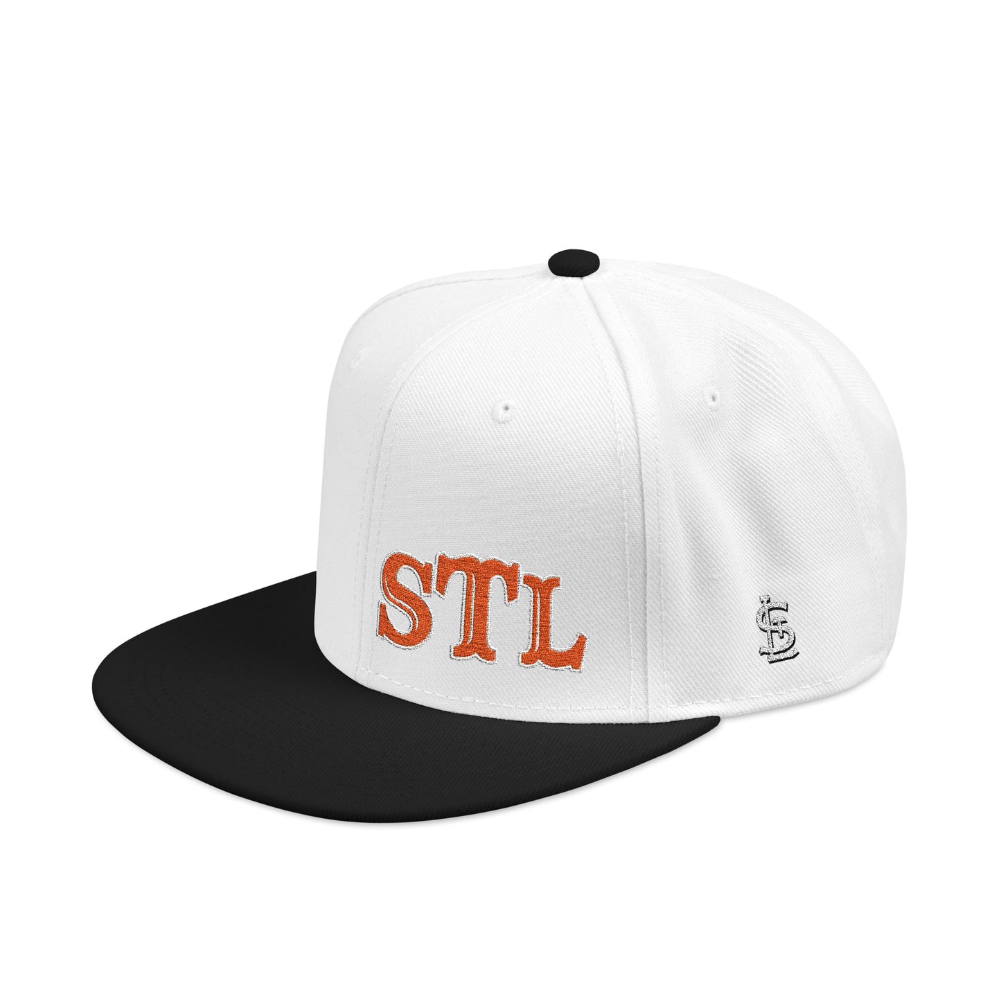 STL Embroidered Snapback Hat-Orange & White Lettering Printify