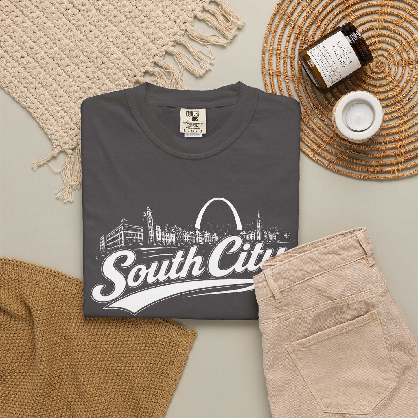 South City St. Louis Shirt Comfort Colors Tee | STL Arch Skyline Graphic | Vintage South City T‑Shirt | Saint Louis Neighborhood Apparel