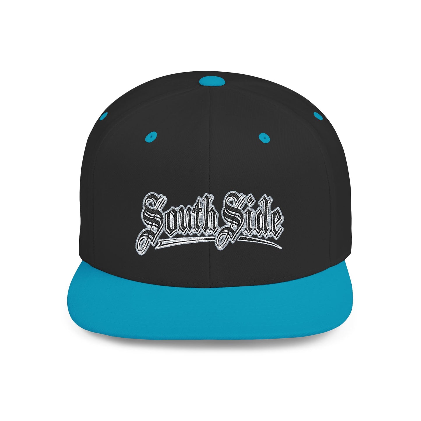 South Side Flat Bill Snapback blue outline Printify
