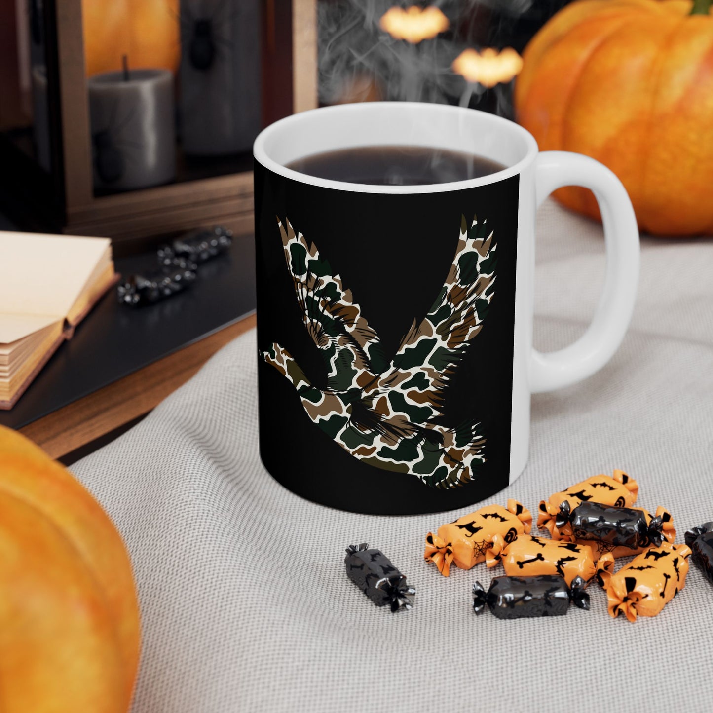 Ceramic Mug, (11oz, 15oz)-Camo Duck Theme