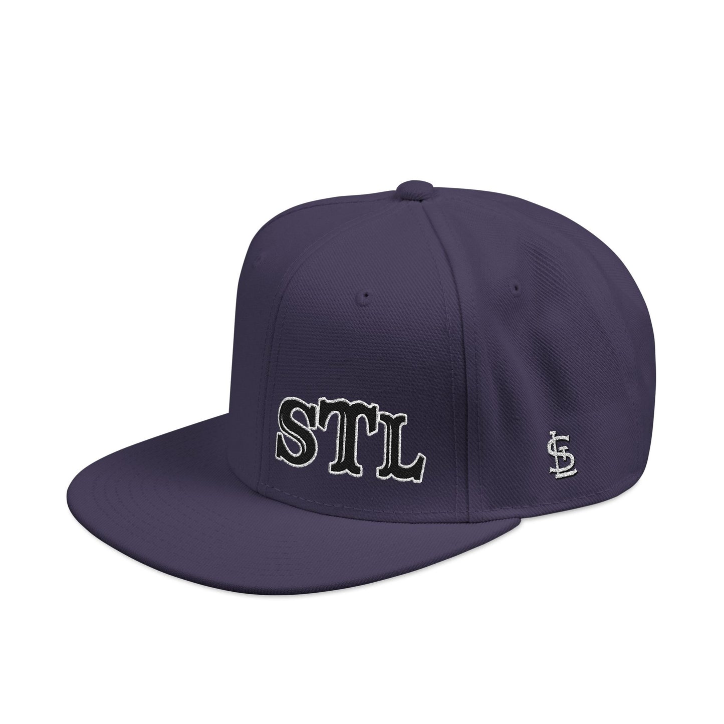 STL Embroidered Snapback Hat- Black & White Lettering Printify