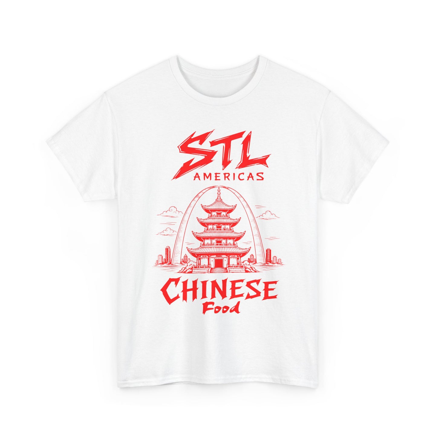 STL Americas Chinese Food T-Shirt — Retro Pagoda Graphic Tee