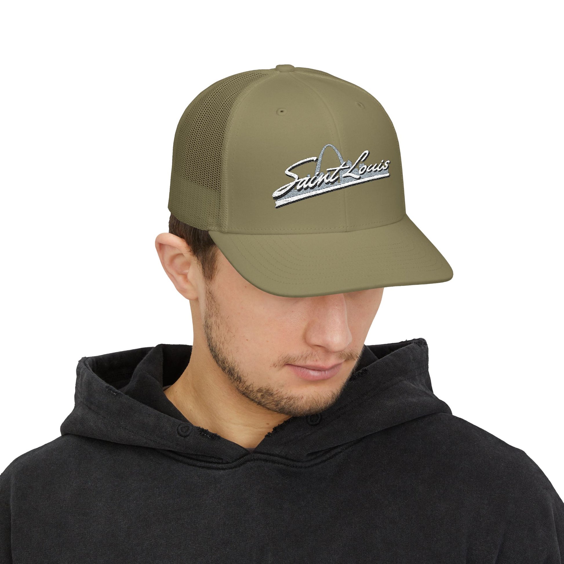 Embroidered Snapback Trucker Cap - Saint Louis Logo Printify