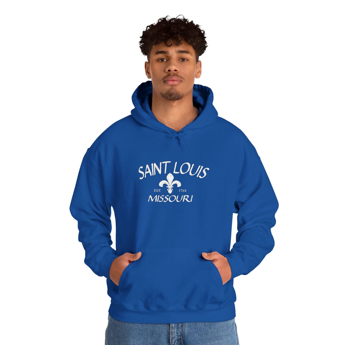 Saint Louis Missouri Embroidered Hoodie — White Lettering